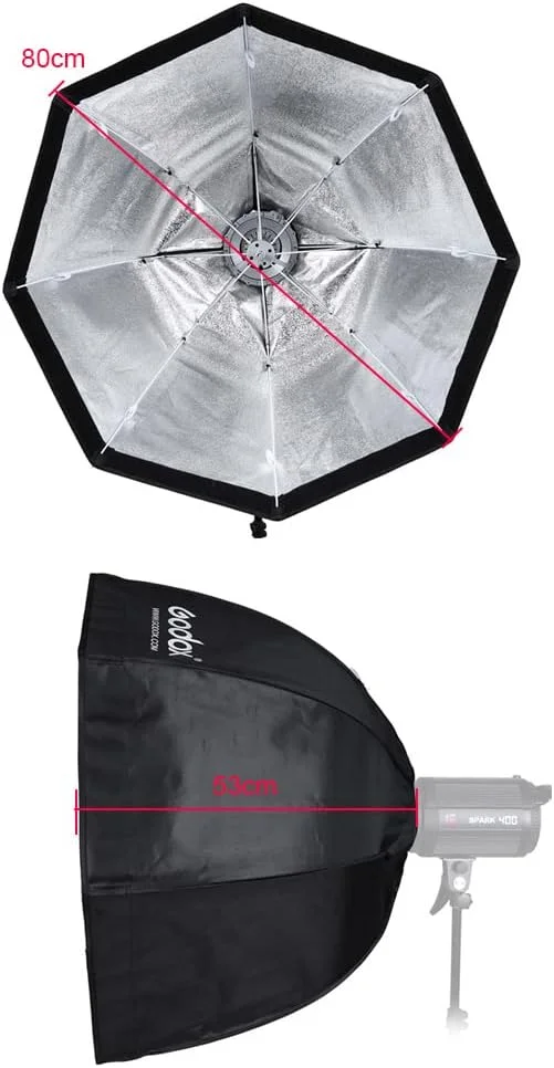 ANE SB-UE، سافت باکس چتری هشت ضلعی قابل حمل 80 سانتی متری با مانت بوئنز برای اسپیدلایت
