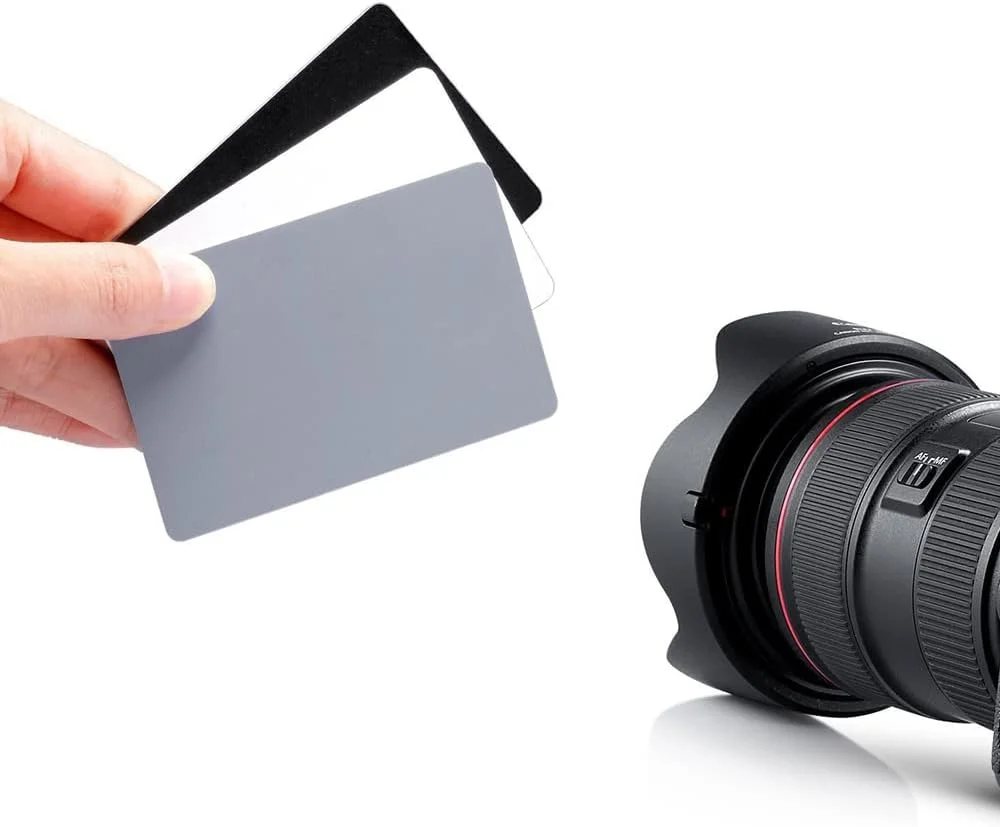 کارت های تراز رنگ خاکستری 18% سفید مشکی ANEY، کارت خاکستری دیجیتال با بند گردنی، کارت تراز سفیدی دوربین DSLR، لوازم جانبی عکاسی