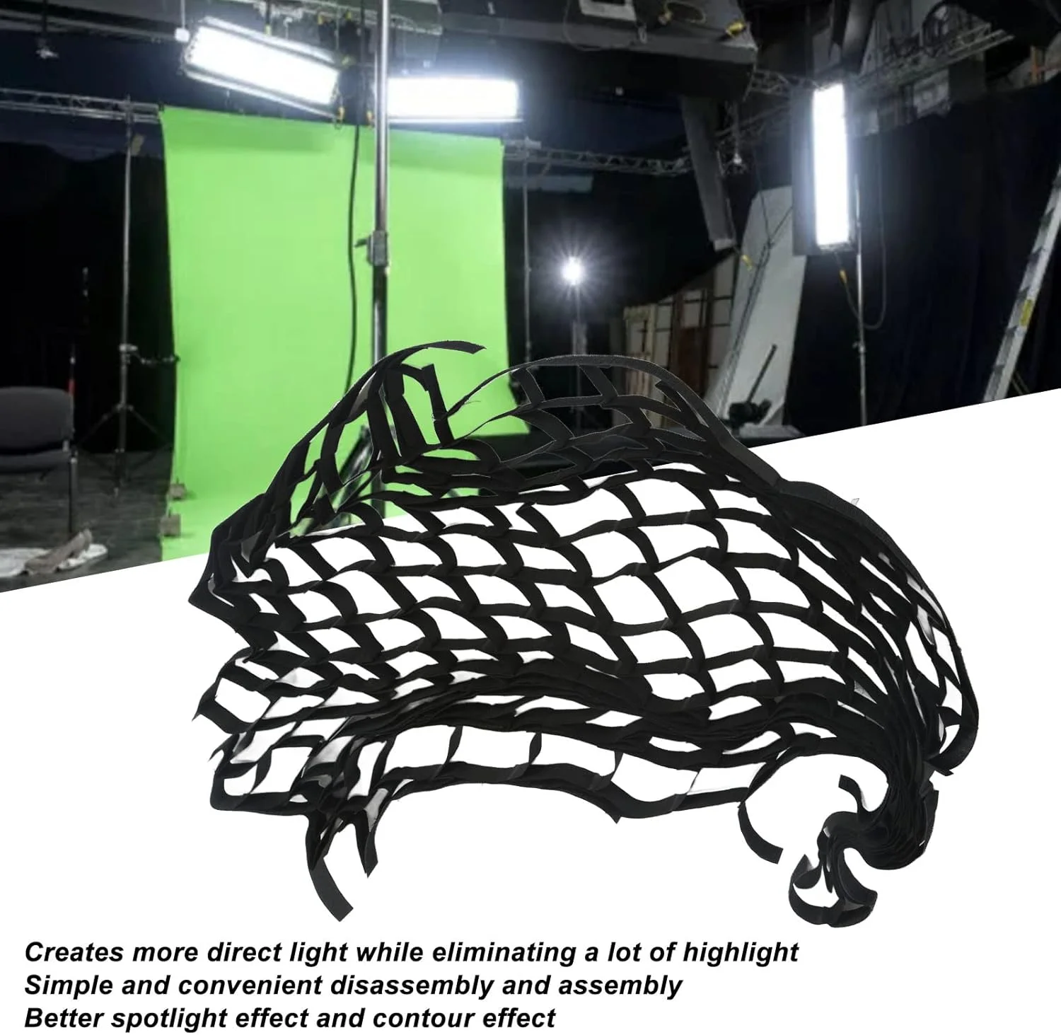 شبکه سافت باکس Annadue، شبکه سافت باکس هشت ضلعی، شبکه لانه زنبوری، شبکه بازتابنده سافت باکس عکس برای پرتره، عکاسی محصول، فیلمبرداری و غیره (90 سانتی متر)