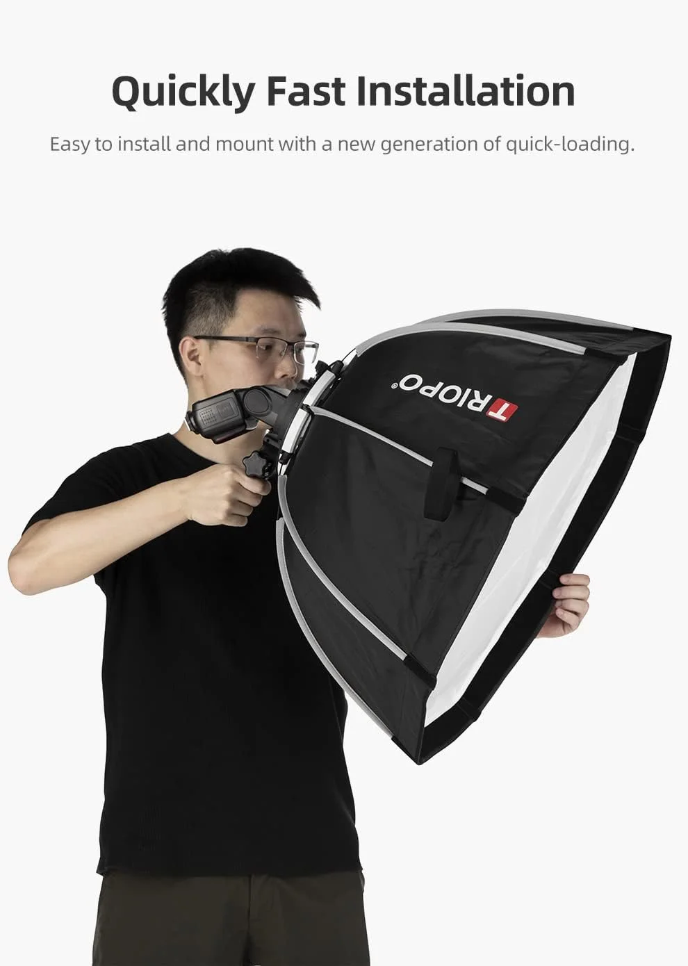 AMBITFUL KX65 سافت باکس هشت ضلعی قابل حمل 65 سانتی متری به همراه گرید لانه زنبوری، سازگار با فلاش های گرد Godox V1 AD200 AD200Pro AD100PRO