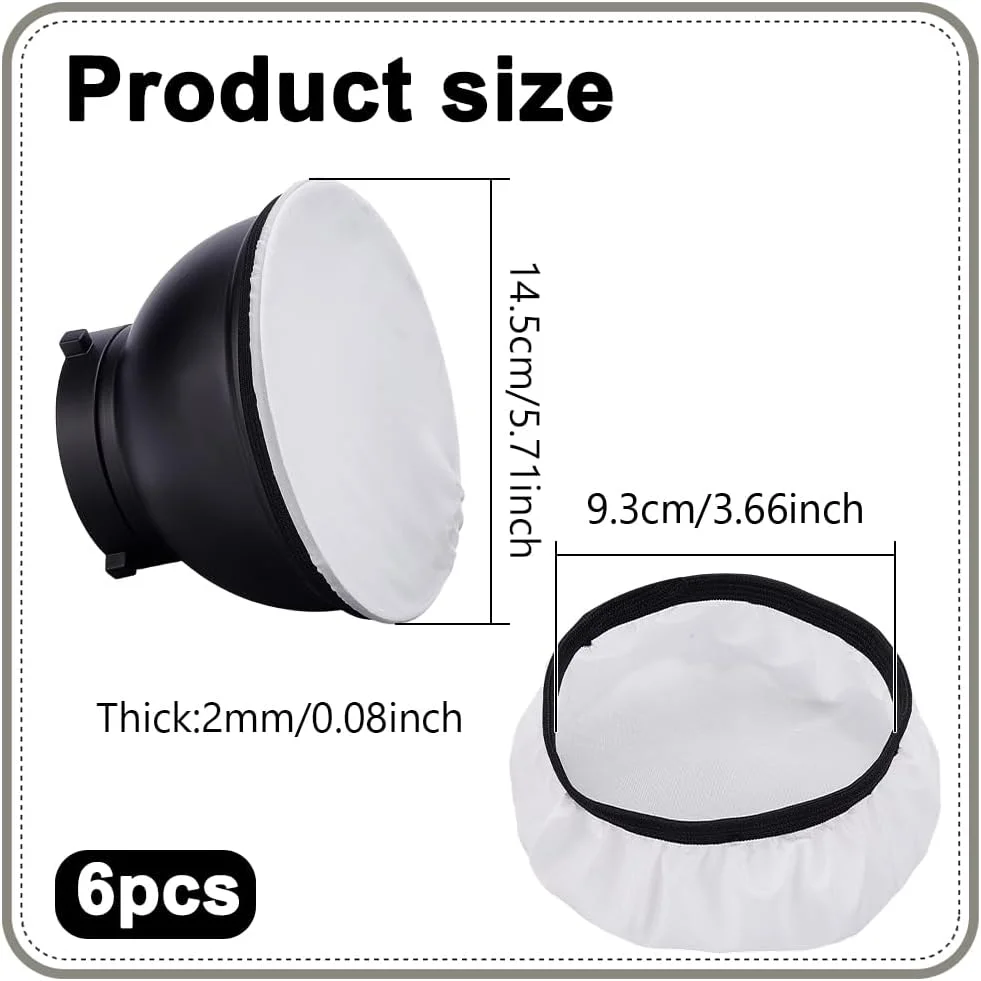 پک 6 عددی روکش نرم کننده نور لامپ دیفیوزر AHANDMAKER، حلقه بازتابنده جوراب دیفیوزر نور پلی استر 5.71 اینچ، بازتابنده نور برای عکاسی استودیویی عروسی، سفید