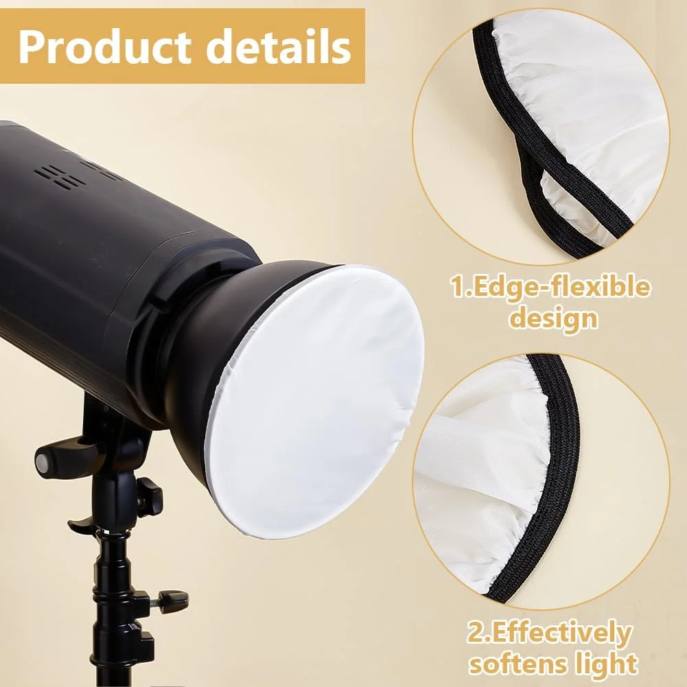 پک 6 عددی روکش نرم کننده نور لامپ دیفیوزر AHANDMAKER، حلقه بازتابنده جوراب دیفیوزر نور پلی استر 5.71 اینچ، بازتابنده نور برای عکاسی استودیویی عروسی، سفید