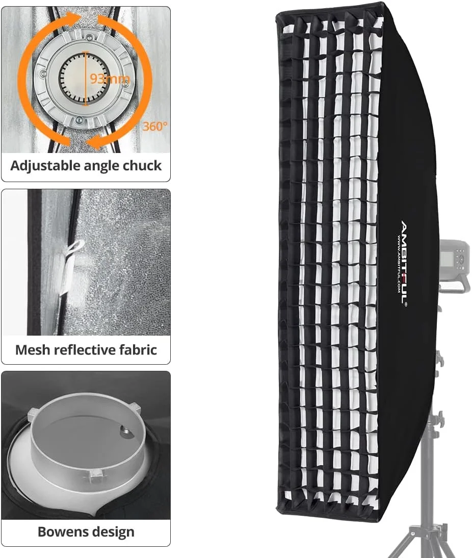 AMBITFUL سافت باکس لانه زنبوری مانت بوئنز برای فلاش استودیویی (FW30 x 120 (2 عدد))