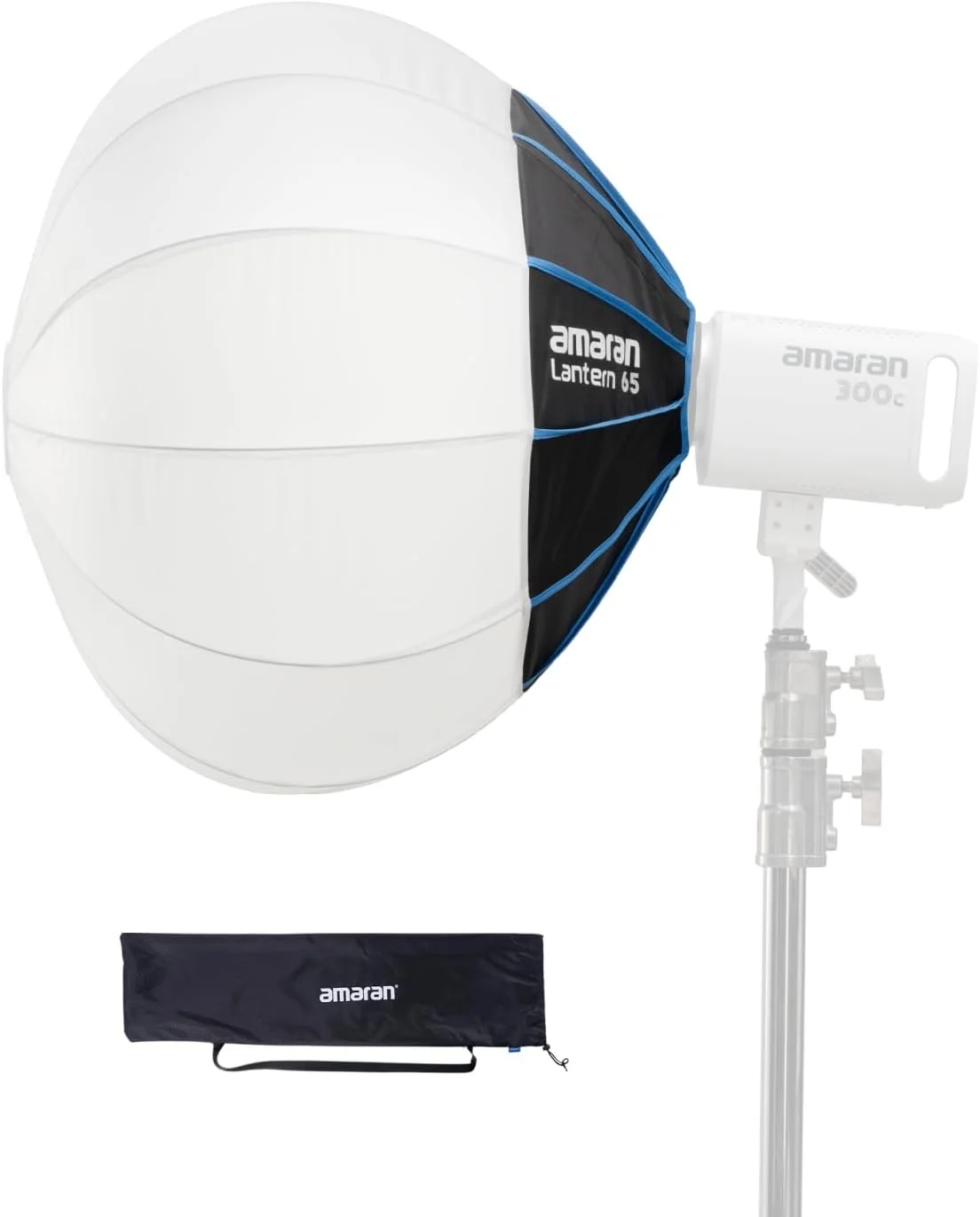 نرم باکس کروی ۶۵ سانتی متری Amaran Lantern با مانت بوئنز، نورپردازی ۳۶۰ درجه برای استودیو خانگی و تولید ویدیو، طراحی مونتاژ سریع برای نصب آسان، شامل کیف حمل