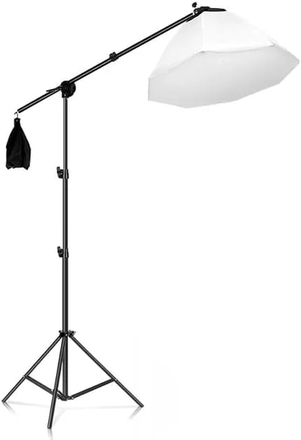 AECAM - سافت باکس عکاسی SH ابعاد 50x70 سانتی متر با پایه تک لامپ E27 به همراه بازوی بوم و پایه 2 متری برای استودیو عکس و فیلم (مدل B بدون لامپ)