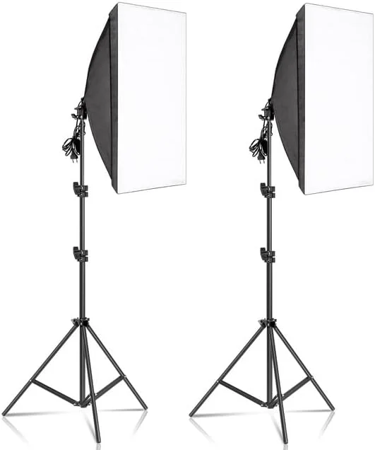 AECAM - کیت استودیویی جعبه نور سافت باکس عکس، نورپردازی تک لامپ ال ای دی به همراه سه پایه، سافت باکس عکاسی، لوازم جانبی فلش E27 (SH-RGX-01-02)