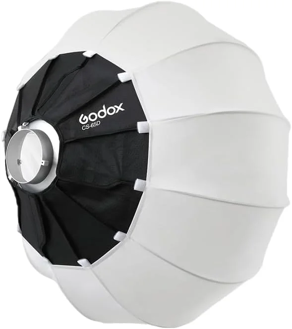 AECAM - سافت باکس فانوسی GODOXs CS-50D CS-65D CS-85D در ابعاد 55CM 65CM 90CM، سافت باکس کروی قابل حمل برای فلاش استودیویی با مانت بوئنز (65CM)