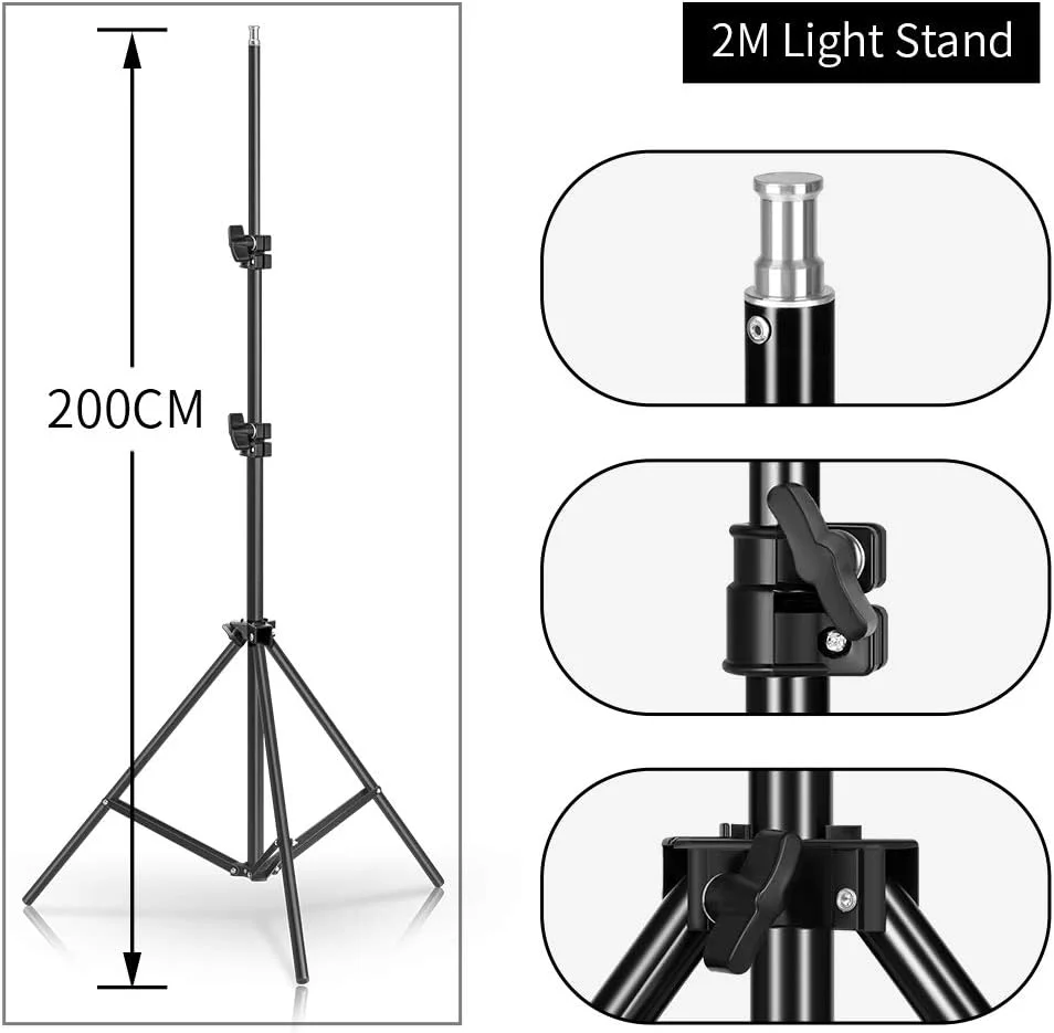 AECAM - کیت استودیویی جعبه نور سافت باکس عکس، نورپردازی تک لامپ ال ای دی به همراه سه پایه، سافت باکس عکاسی، لوازم جانبی فلش E27 (SH-RGX-01-02)