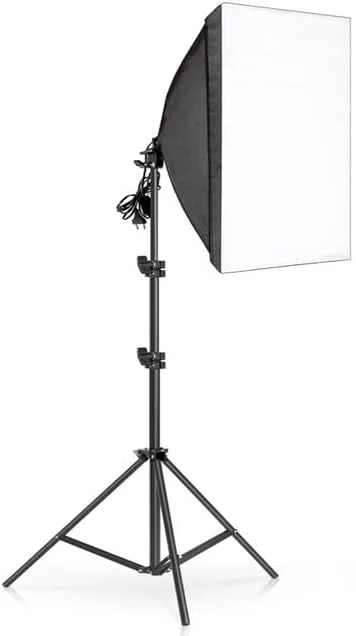 AECAM - کیت نورپردازی سافت باکس عکاسی 50x70 سانتی متر، سیستم نور حرفه ای با سرپیچ E27، تجهیزات استودیوی عکس (بدون لامپ)