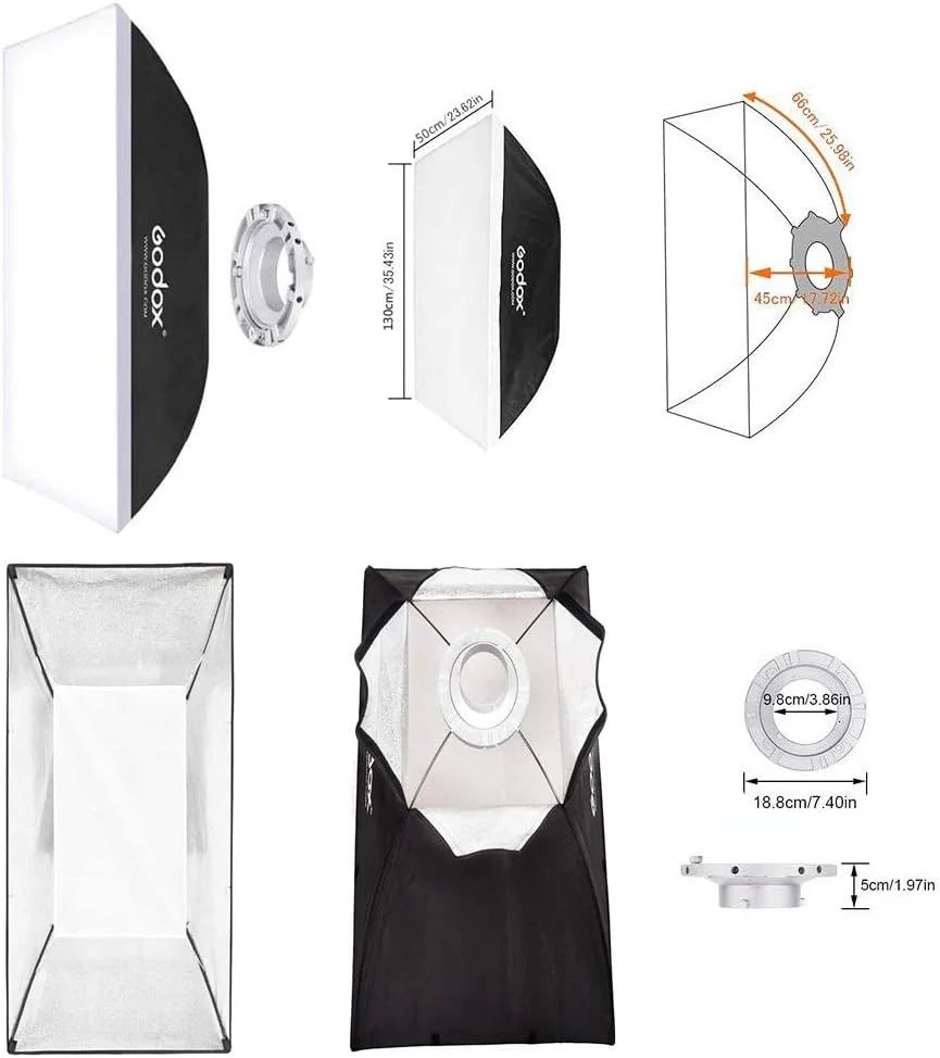 سافت باکس مستطیلی 50x130 سانتی متری گودکس با مانت بوئنز برای فلاش استودیویی تک نور مناسب عکاسی پرتره