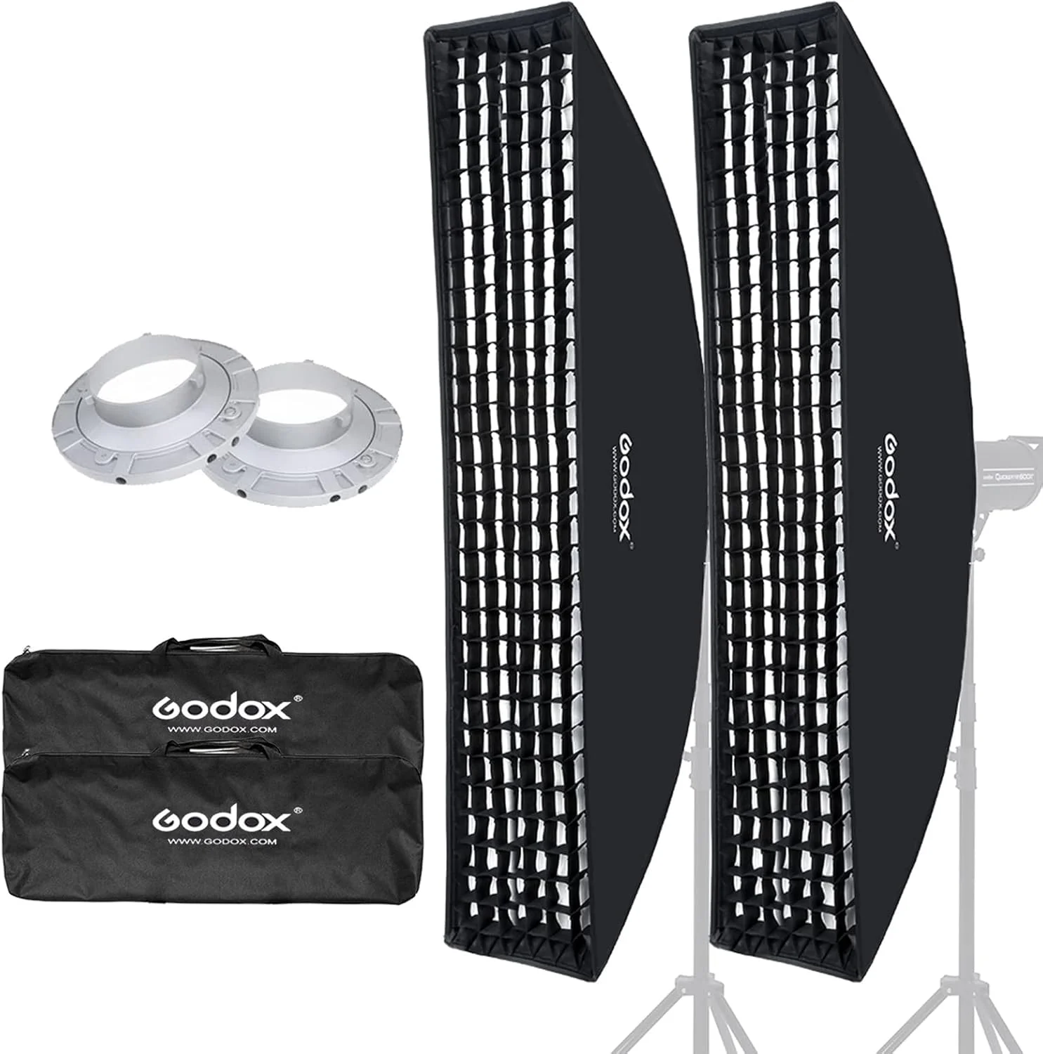 گادکس استریپ باکس 35x160 سانتی متر به همراه گرید لانه زنبوری و مانت بوئنز سازگار با Godox S-Type DE300 DE400 SK400 DP600 AD600BM AD400Pro (2 عدد)