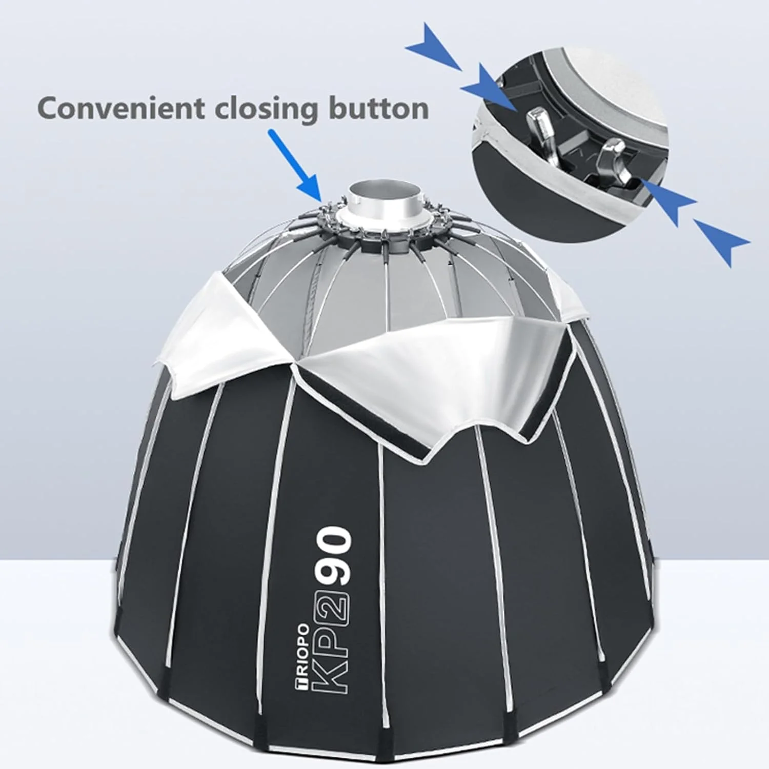 سافت باکس پارابولیک Triopo با مانت بوئنز، 90 سانتی متر، به همراه گرید لانه زنبوری، نصب و جمع شدن سریع، سازگار با نورهای Aputure 120d Light Dome Godox SL60w NEEWER RGB CB60 با مانت بوئنز