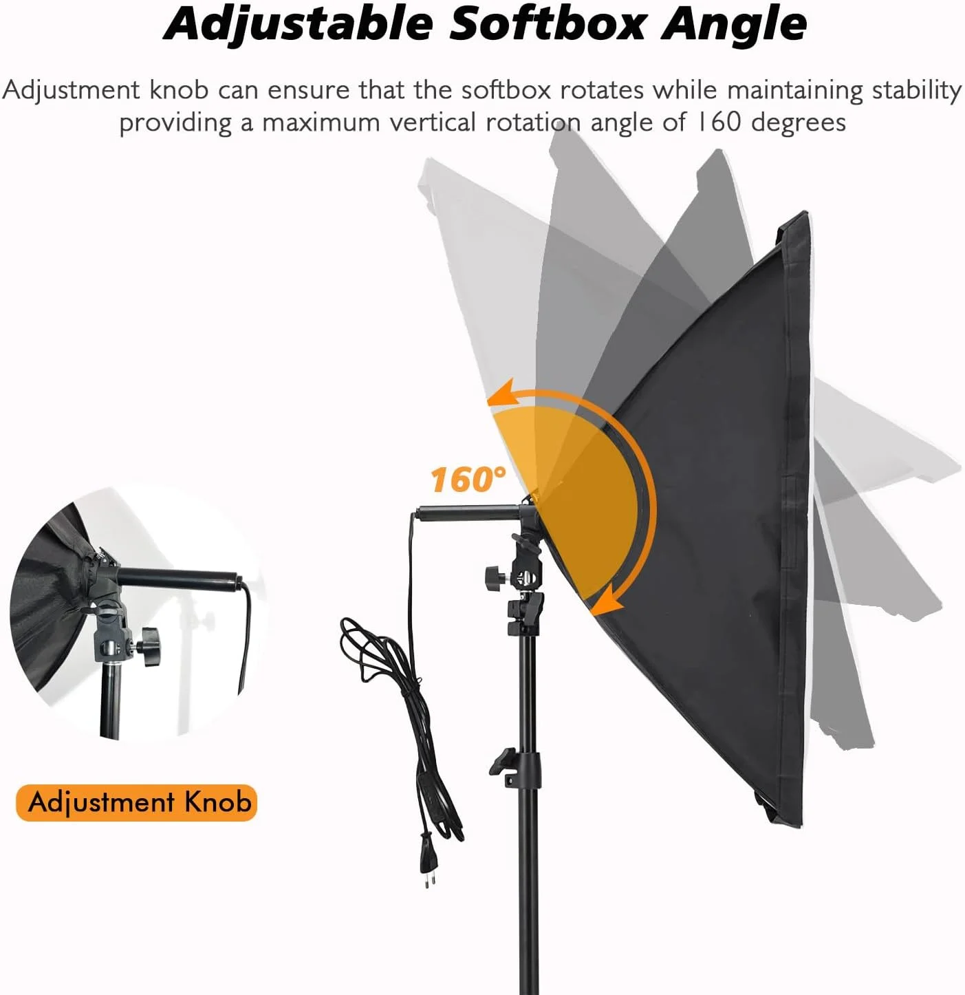 ست سافت باکس استودیوی عکس، ست نورپردازی ال ای دی 85 وات 40x40 سانتی متر با چراغ های استودیویی E27 3000-6500 K، پایه نور کاملا قابل تنظیم، برای یوتیوب، ضبط ویدیو تیک تاک، پرتره های استودیویی، عکاسی