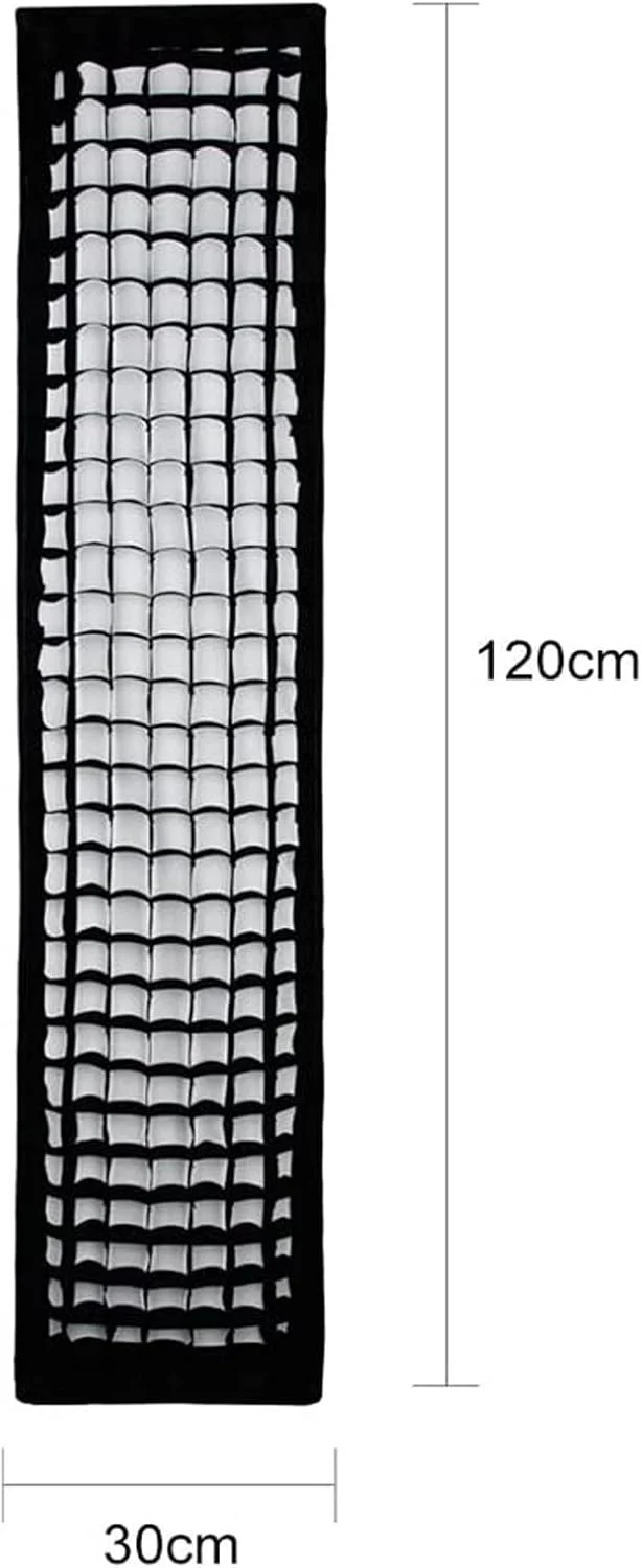 نرم باکس استریپ گودکس 30x120 سانتی‌متر به همراه گرید لانه زنبوری و مانت بوئنز، مناسب برای فلاش‌های استودیویی Godox AD600BM SK400II MS300 AD400Pro VL150 SL150 به همراه کیف حمل