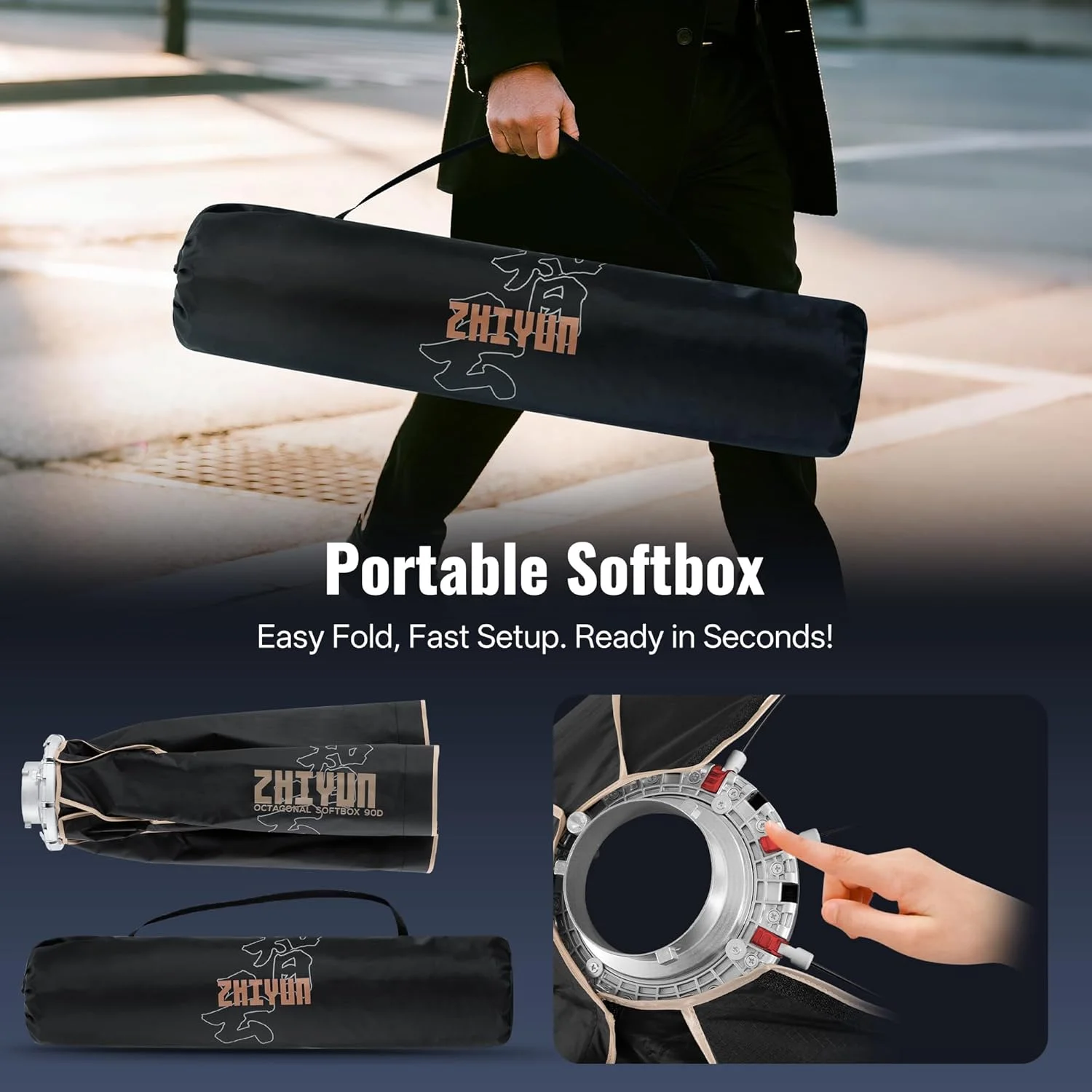 نرم باکس هشت ضلعی 95 سانتی متری ZHIYUN با مانت بوئنز نرم باکس هشت ضلعی 95 سانتی متری ZHIYUN با مانت بوئنز