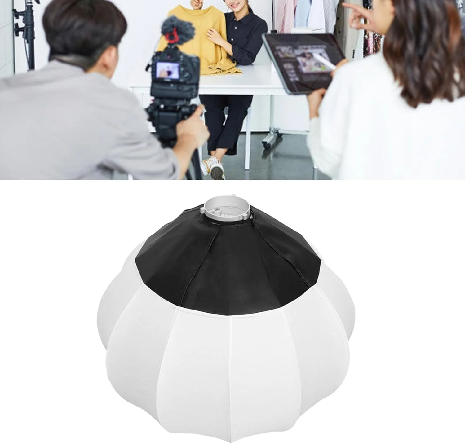 نرم باکس فانوسی Bewinner با قطر 65 سانتی متر، نرم باکس فانوسی تاشو، رهاسازی سریع یک مرحله ای، پخش کننده نور 360 درجه با دامن، اصلاح کننده نور برای نور ویدئویی و پخش زنده نرم باکس فانوسی Bewinner با قطر 65 سانتی متر، نرم باکس فانوسی تاشو، رهاسازی سریع یک مرحله ای، پخش کننده نور 360 درجه با دامن، اصلاح کننده نور برای نور ویدئویی و پخش زنده