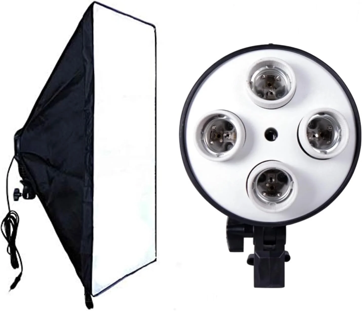 نگهدارنده 4 لامپ E27 به همراه سافت باکس 50 در 70 سانتی متری مناسب برای استودیو عکاسی و فیلمبرداری