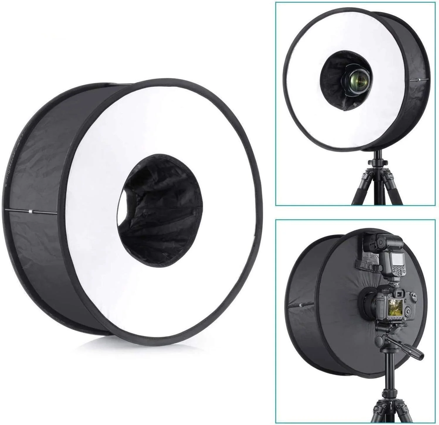 نرم باکس فلاش عکاسی گرد قابل حمل eWINNER با قطر 45 سانتی متر / 18 اینچ، اصلاح کننده نور استودیویی پرتره ماکرو سازگار با Canon/Nikon/Pentax/Speedlight