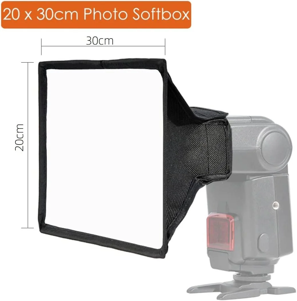 نرم باکس تاشو فلاش جهانی eWINNER 20cm*30cm، سازگار با فلاش های Canon/Nikon/Sony/Yongnuo YN560IV/Godox V860II