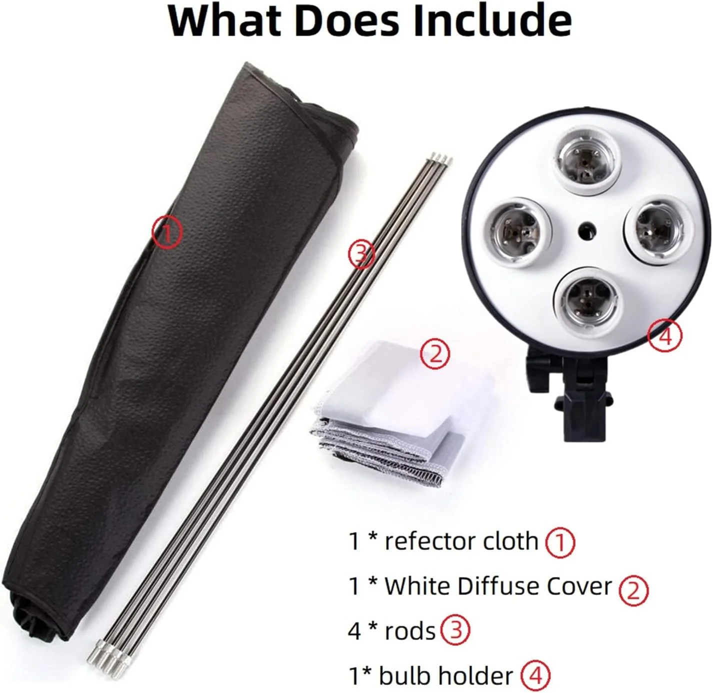 نگهدارنده 4 لامپ E27 به همراه سافت باکس 50 در 70 سانتی متری مناسب برای استودیو عکاسی و فیلمبرداری