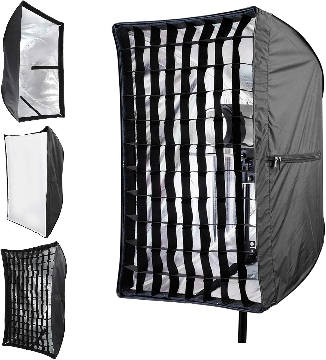 جعبه نور عکس eWINNER جهانی 60x90 سانتی متر، سافت باکس استودیویی قابل حمل، دیفیوزر چتری، رفلکتور، سافت باکس فلاش Speedlight، گرید لانه زنبوری برای استودیو، ضبط ویدئو، عکاسی پرتره و محصول