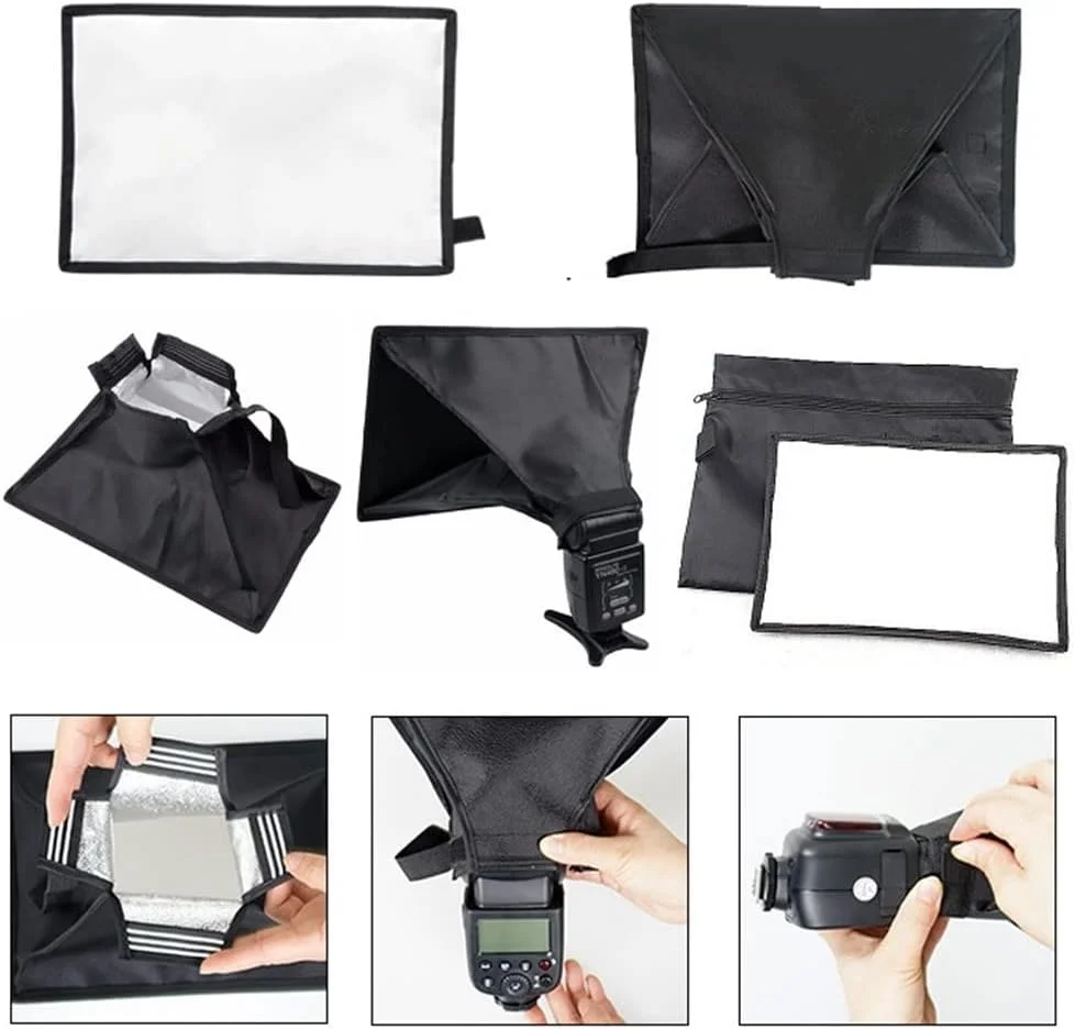 نرم باکس تاشو فلاش جهانی eWINNER 20cm*30cm، سازگار با فلاش های Canon/Nikon/Sony/Yongnuo YN560IV/Godox V860II