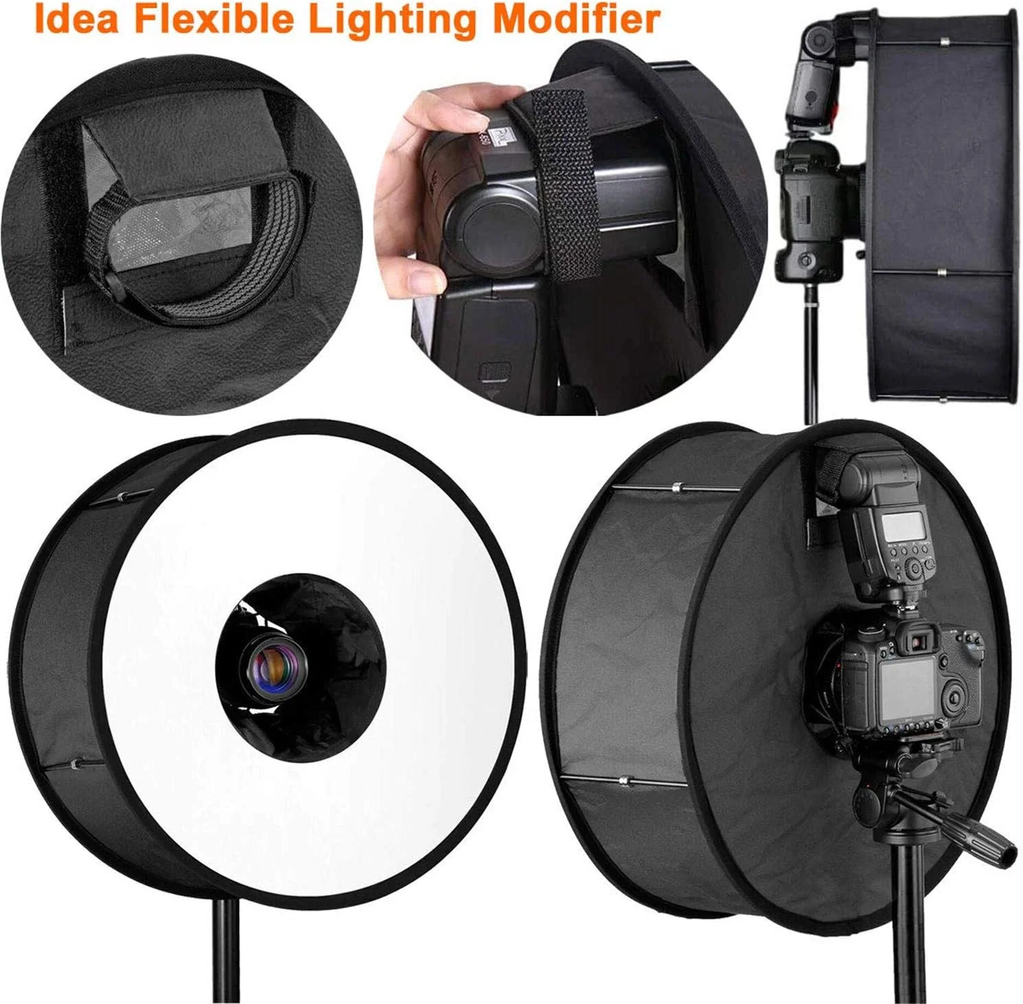 نرم باکس فلاش عکاسی گرد قابل حمل eWINNER با قطر 45 سانتی متر / 18 اینچ، اصلاح کننده نور استودیویی پرتره ماکرو سازگار با Canon/Nikon/Pentax/Speedlight
