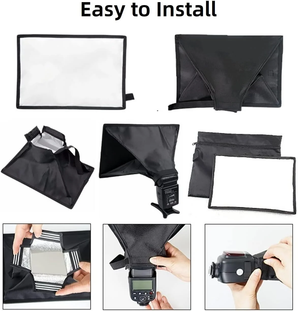 نرم‌باکس تاشو فلاش اسپیدلایت ای‌وینر برای نصب روی دوربین کانن/نیکون/گودکس/یونگ‌نو (20x30 سانتی‌متر)