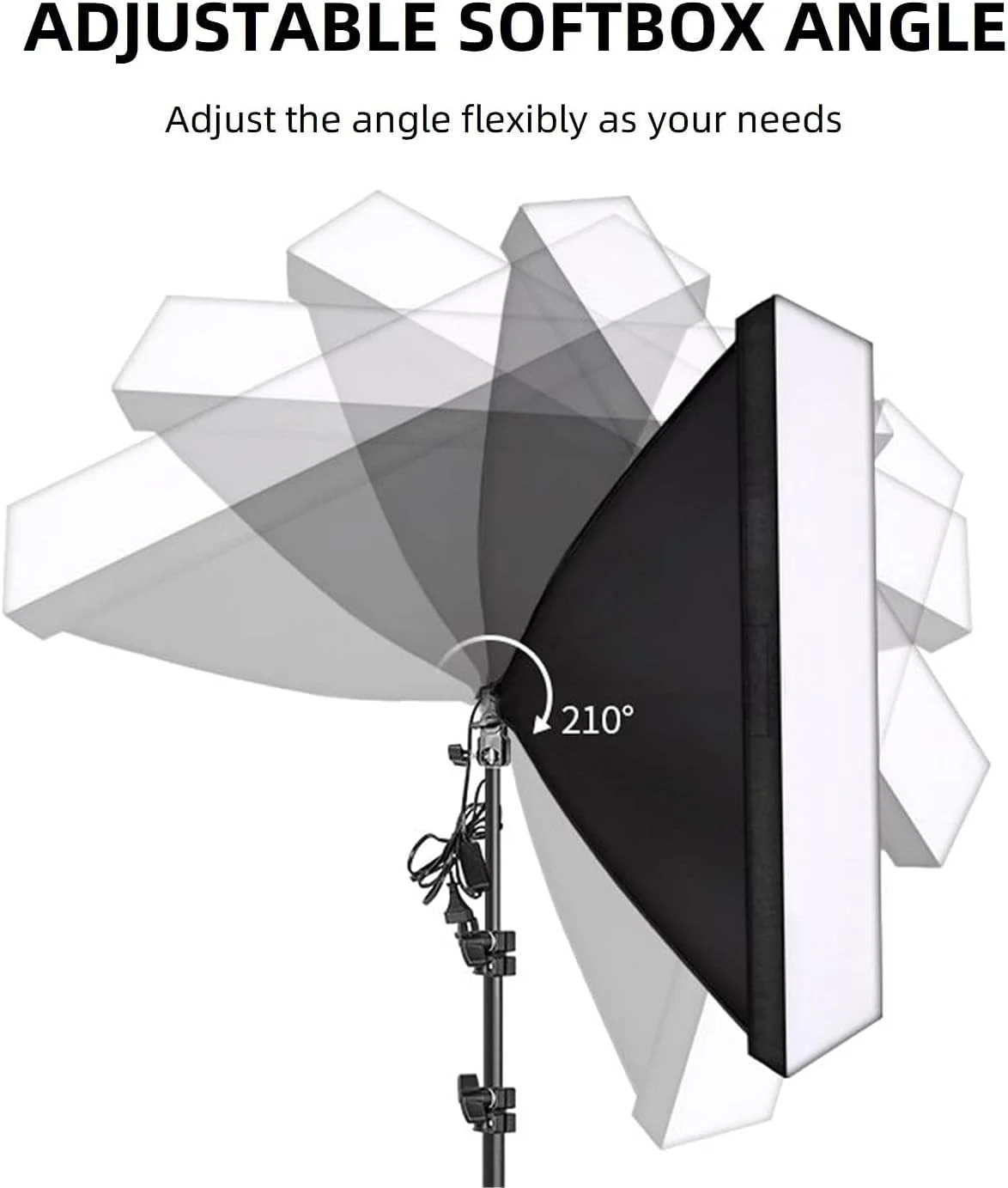 مجموعه نورپردازی سافت باکس مستطیلی شکل عکاسی eWINNER، شامل ۴ عدد سافت باکس ۵۰x۷۰ سانتی‌متری و ۲ عدد پایه نگهدارنده نور، مناسب تجهیزات استودیوی عکاسی