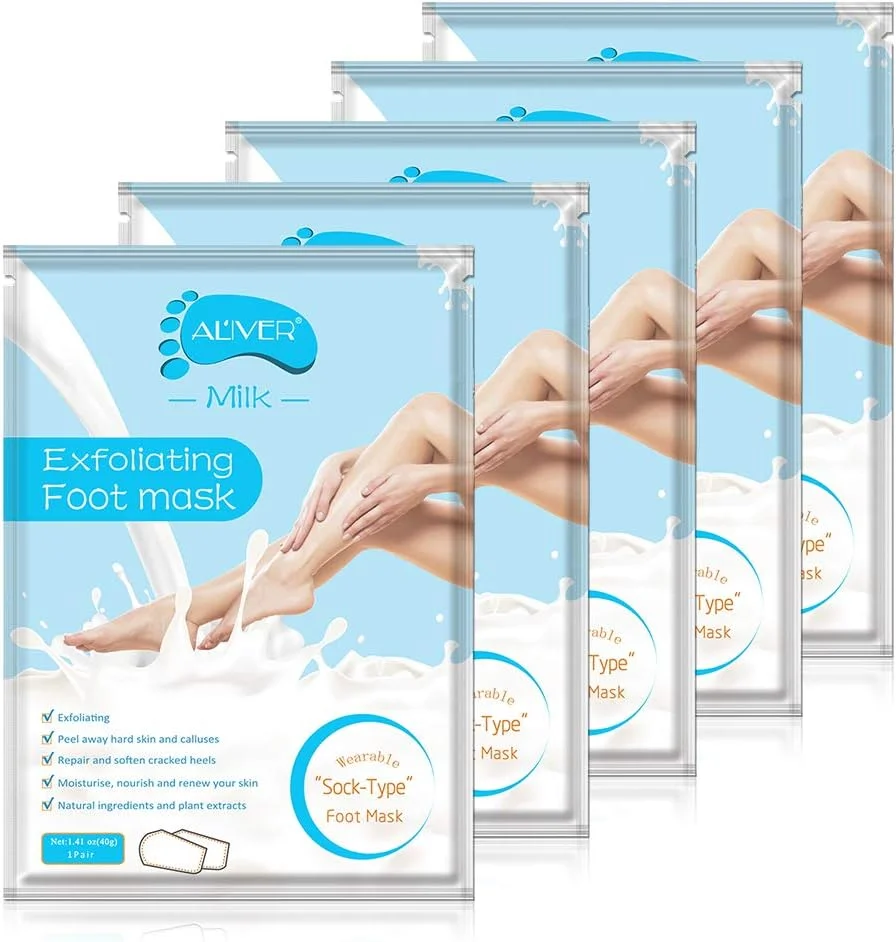 ماسک لایه بردار پا NIFEISHI، 5 جفت، پد لایه بردار پینه پا، لایه برداری پینه و پوست مرده، پاهای نرم و لطیف کودکانه - مردانه و زنانه