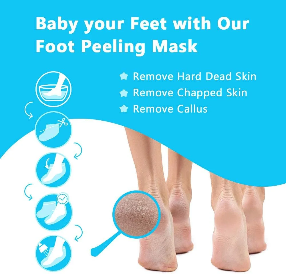ماسک لایه بردار پا NIFEISHI، 5 جفت، پد لایه بردار پینه پا، لایه برداری پینه و پوست مرده، پاهای نرم و لطیف کودکانه - مردانه و زنانه ماسک لایه بردار پا NIFEISHI، 5 جفت، پد لایه بردار پینه پا، لایه برداری پینه و پوست مرده، پاهای نرم و لطیف کودکانه - مردانه و زنانه