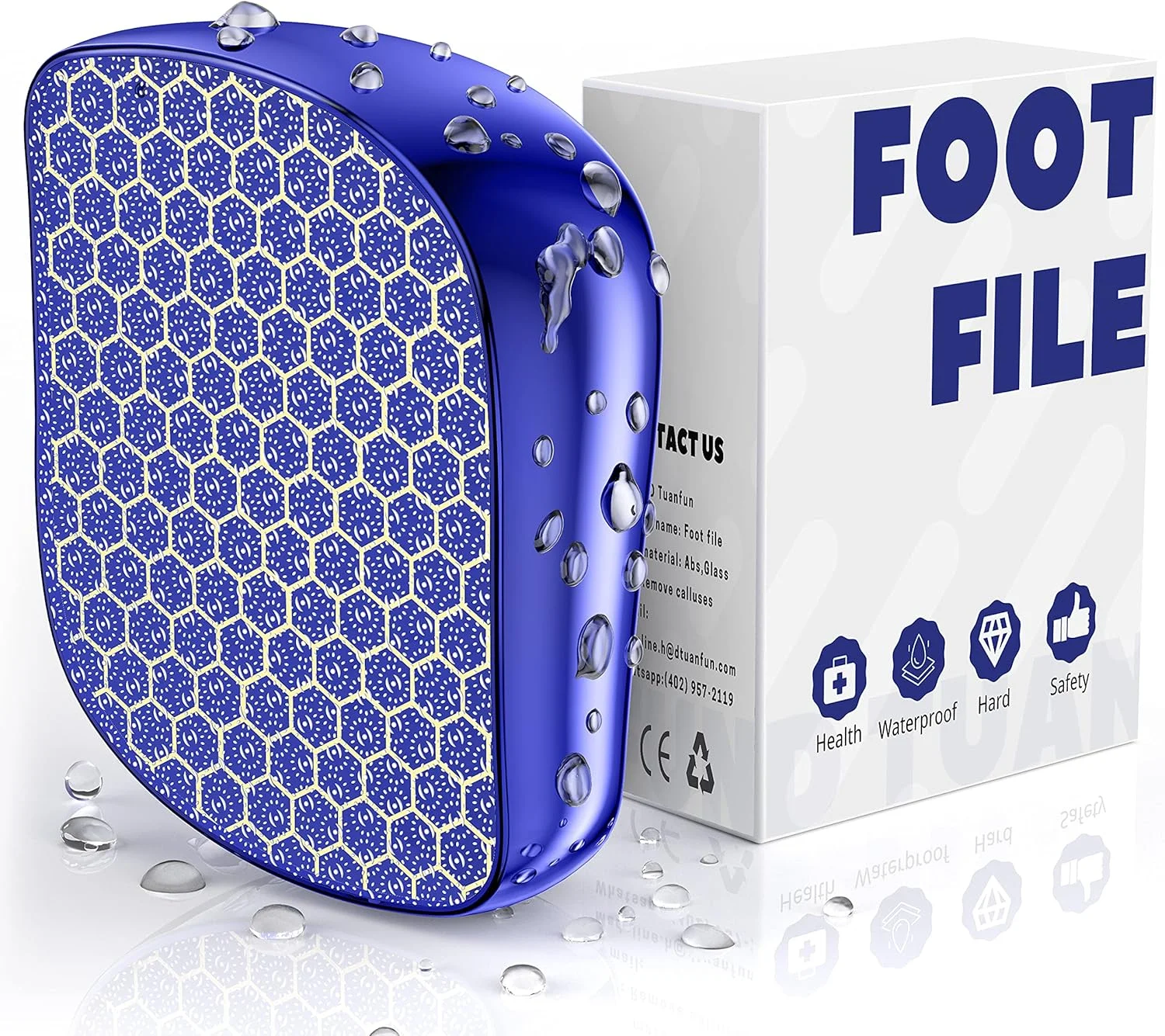 نانو شیشه ای از بین برنده پینه پا - حذف پینه پا - ایمن و سریع برای از بین بردن پینه روی پاهای خشک و مرطوب، از بین برنده پینه برای مراقبت از پا برای لایه برداری پوست مرده (آبی)