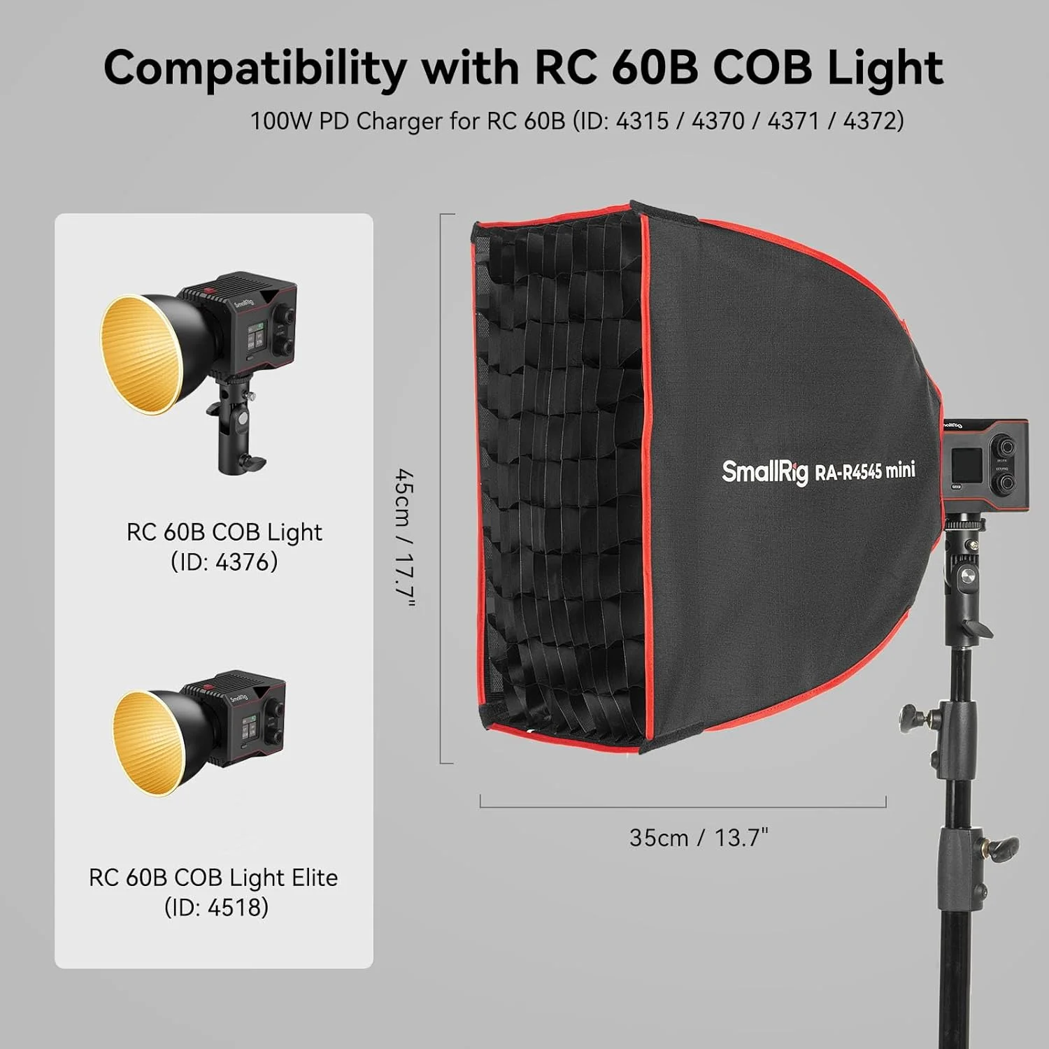 نرم باکس مستطیلی SmallRig RA-R4545، نرم باکس رهاسازی سریع 17.7 اینچی به همراه کیف حمل، سازگار با نور ویدئویی COB LED مدل SmallRig RC60/RC100 برای عکاسی پرتره و عکاسی محصول نرم باکس مستطیلی SmallRig RA-R4545، نرم باکس رهاسازی سریع 17.7 اینچی به همراه کیف حمل، سازگار با نور ویدئویی COB LED مدل SmallRig RC60/RC100 برای عکاسی پرتره و عکاسی محصول