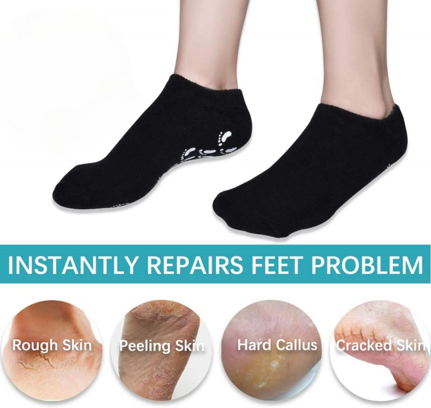 جوراب های مرطوب کننده پا برای پاشنه های ترک خورده، ژل سیلیکونی، لوسیون آلوئه ورا، درمان کرم آبرسان، ماسک رطوبت شبانه، پدیکور، مراقبت از پوست، ترمیم پینه، نرم کننده، آبرسان، پنبه ای جوراب های مرطوب کننده پا برای پاشنه های ترک خورده، ژل سیلیکونی، لوسیون آلوئه ورا، درمان کرم آبرسان، ماسک رطوبت شبانه، پدیکور، مراقبت از پوست، ترمیم پینه، نرم کننده، آبرسان، پنبه ای