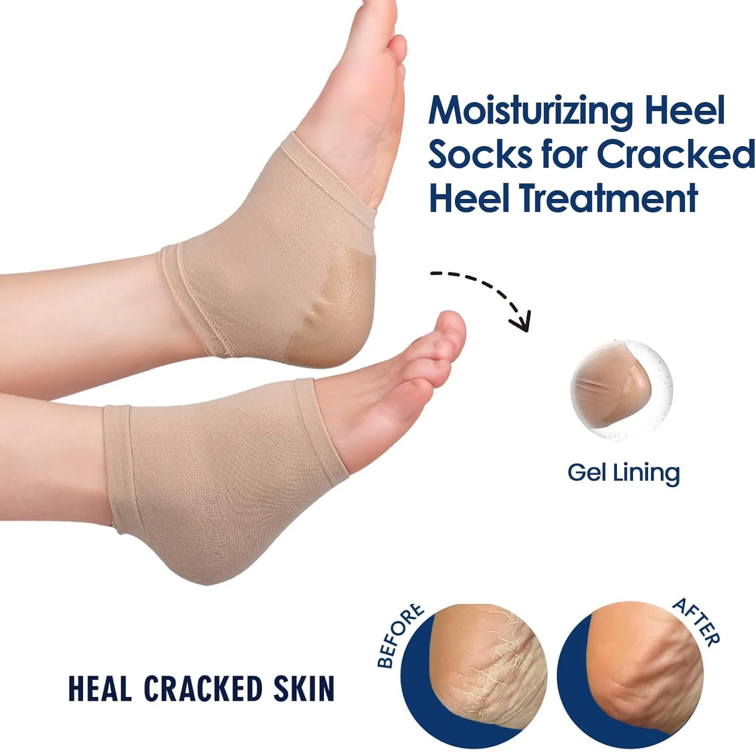 جوراب پاشنه مرطوب کننده برای ترک پا، جوراب سیلیکونی، جوراب پاشنه ژلی مرطوب کننده برای خشکی و ترک پا، قابل استفاده مجدد، مناسب استفاده در اسپا و هنگام خواب برای ترمیم رطوبت پا جوراب پاشنه مرطوب کننده برای ترک پا، جوراب سیلیکونی، جوراب پاشنه ژلی مرطوب کننده برای خشکی و ترک پا، قابل استفاده مجدد، مناسب استفاده در اسپا و هنگام خواب برای ترمیم رطوبت پا
