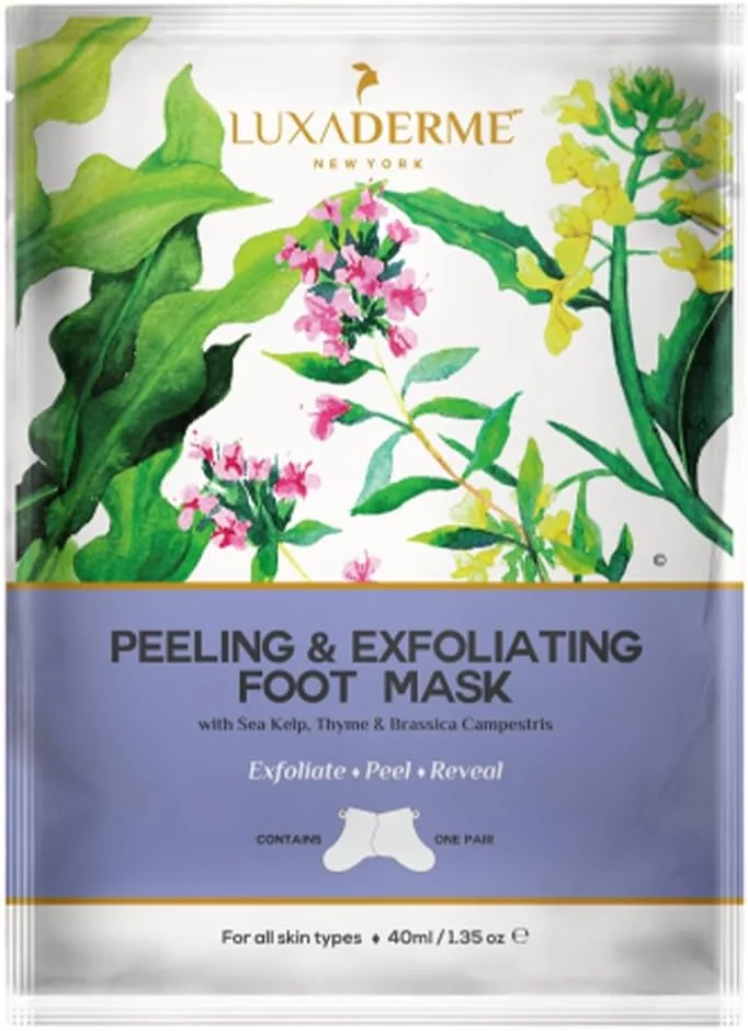 ماسک لایه بردار و اسکراب پا کره‌ای LuxaDerme برای داشتن پاهایی نرم مانند پای کودک | از بین برنده پوست خشک و پینه های سخت | آبرسان پاهای خشک (بسته 1 عددی)