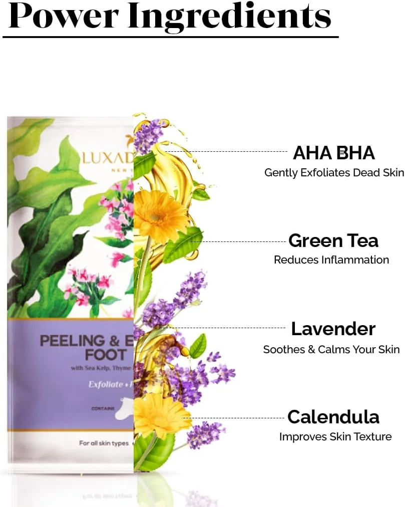 ماسک لایه بردار و اسکراب پا کره‌ای LuxaDerme برای داشتن پاهایی نرم مانند پای کودک | از بین برنده پوست خشک و پینه های سخت | آبرسان پاهای خشک (بسته 1 عددی)