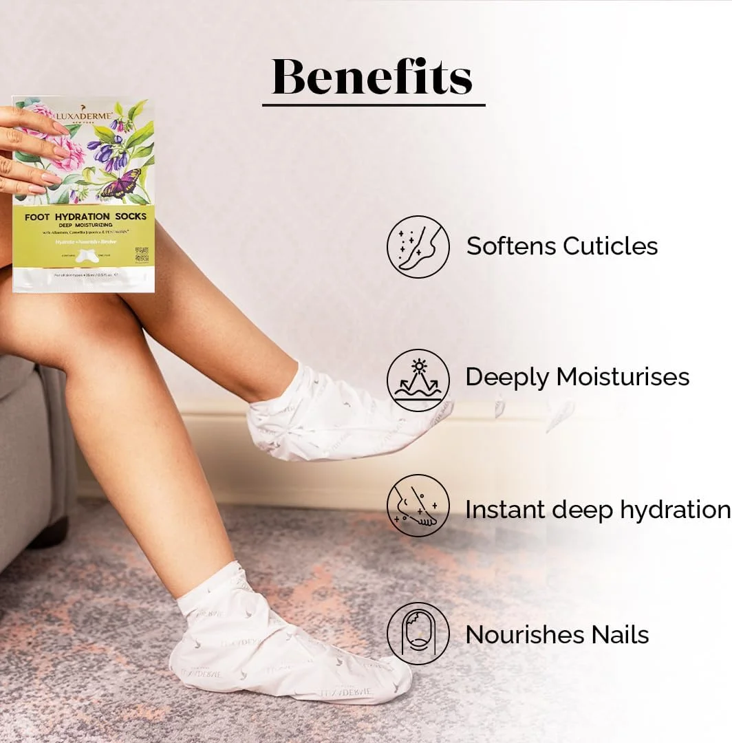 جوراب های آبرسان عمقی پا LuxaDerme - برای ایجاد طراوت و شادابی در پاهای کدر، خشک و زبر. نرم کننده ناخن ها و کوتیکول ها. حاوی شی باتر، آلوئه ورا و آویشن. جوراب های اسپا. 15 میلی لیتر (بسته 2 عددی) جوراب های آبرسان عمقی پا LuxaDerme - برای ایجاد طراوت و شادابی در پاهای کدر، خشک و زبر. نرم کننده ناخن ها و کوتیکول ها. حاوی شی باتر، آلوئه ورا و آویشن. جوراب های اسپا. 15 میلی لیتر (بسته 2 عددی)