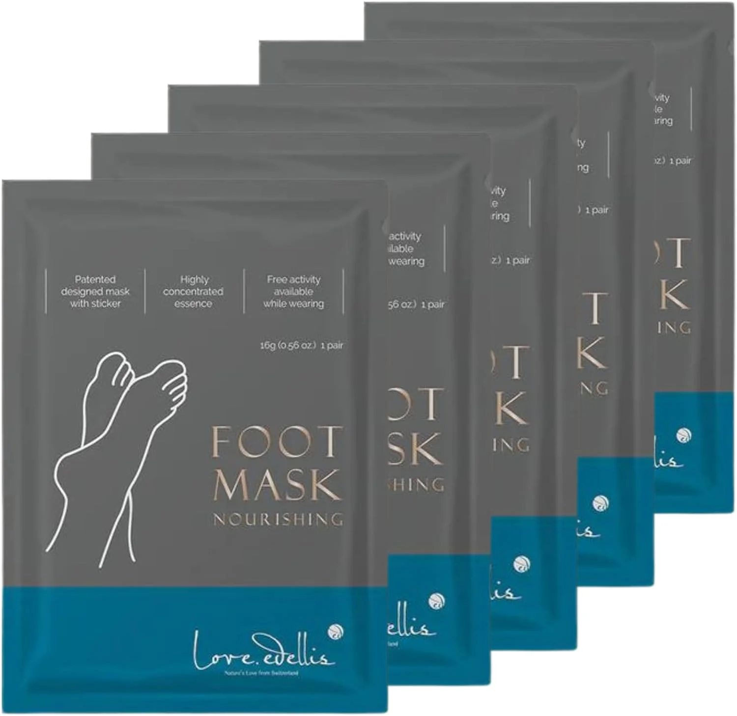 ماسک مغذی پا کره‌ای - آبرسانی سریع در فقط 20 دقیقه استفاده، امکان فعالیت آزادانه در حین استفاده (5 جفت)