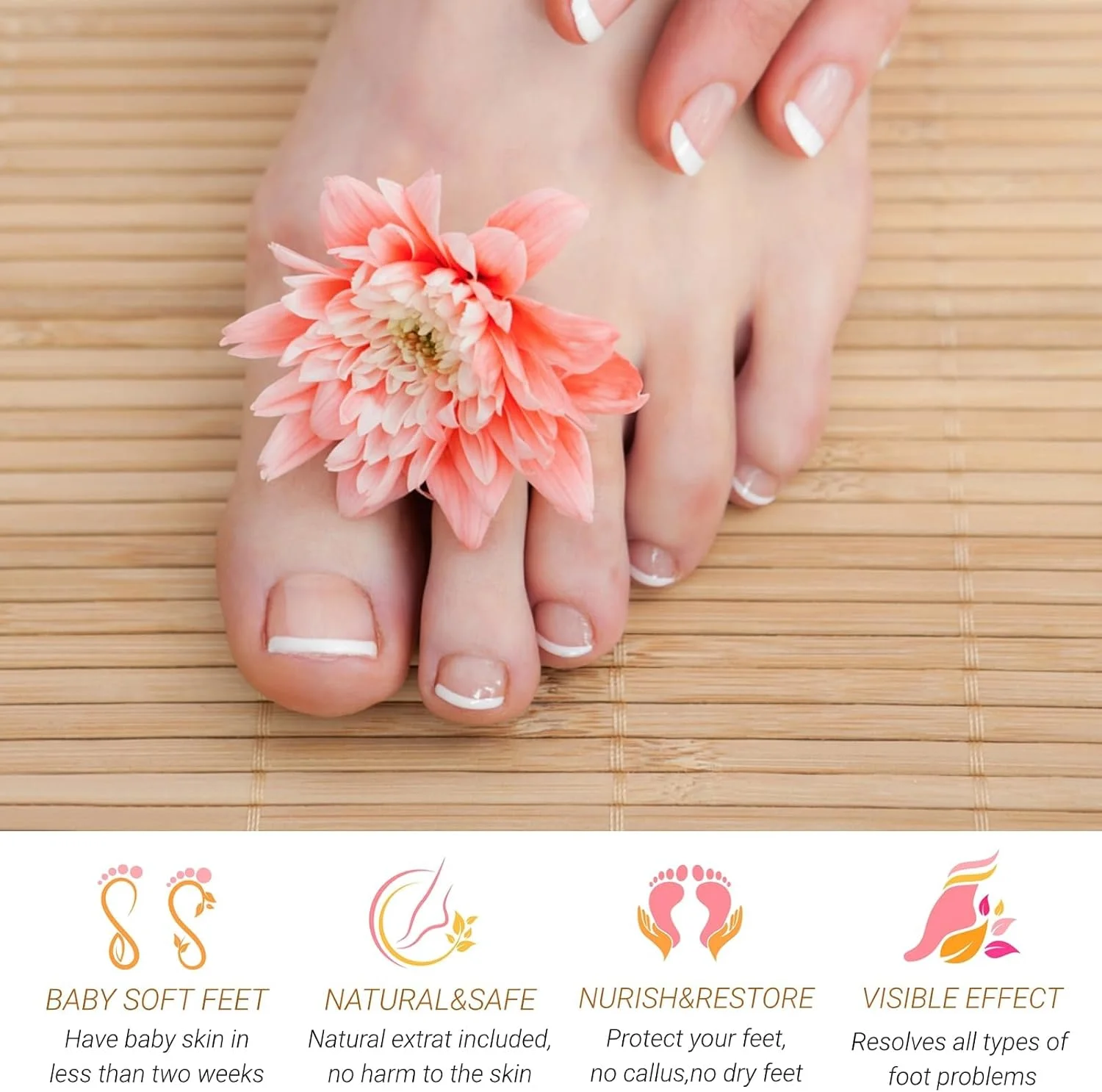 ماسک لایه بردار پا KASTWAVE، 5 جفت ماسک مراقبت از پا برای داشتن پوستی نرم و لطیف، لایه بردار و ترمیم کننده ترک های خشک پا، از بین برنده پوست های مرده و پینه ها