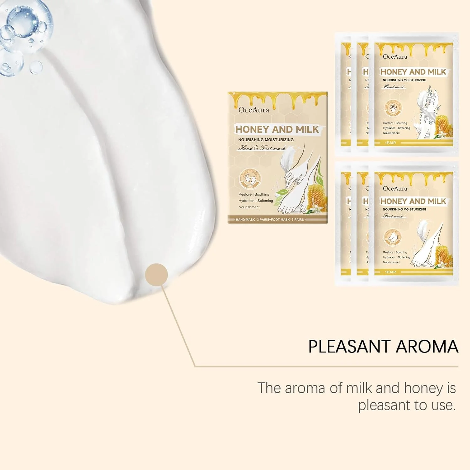 مجموعه ماسک دست و پا با عصاره عسل و شیر، 6 عددی برای داشتن دست و پاهایی نرم و لطیف