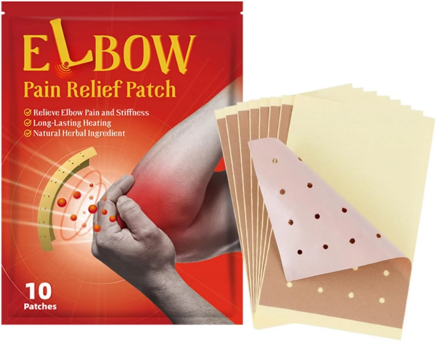 برچسب تسکین درد آرنج، بسته 10 عددی - تسکین موثر درد مفاصل و عضلات برای پا، مچ پا و آرنج - تسکین سریع درد عضلات و مفاصل - مراقبت از بدن و برچسب ماساژ مفاصل