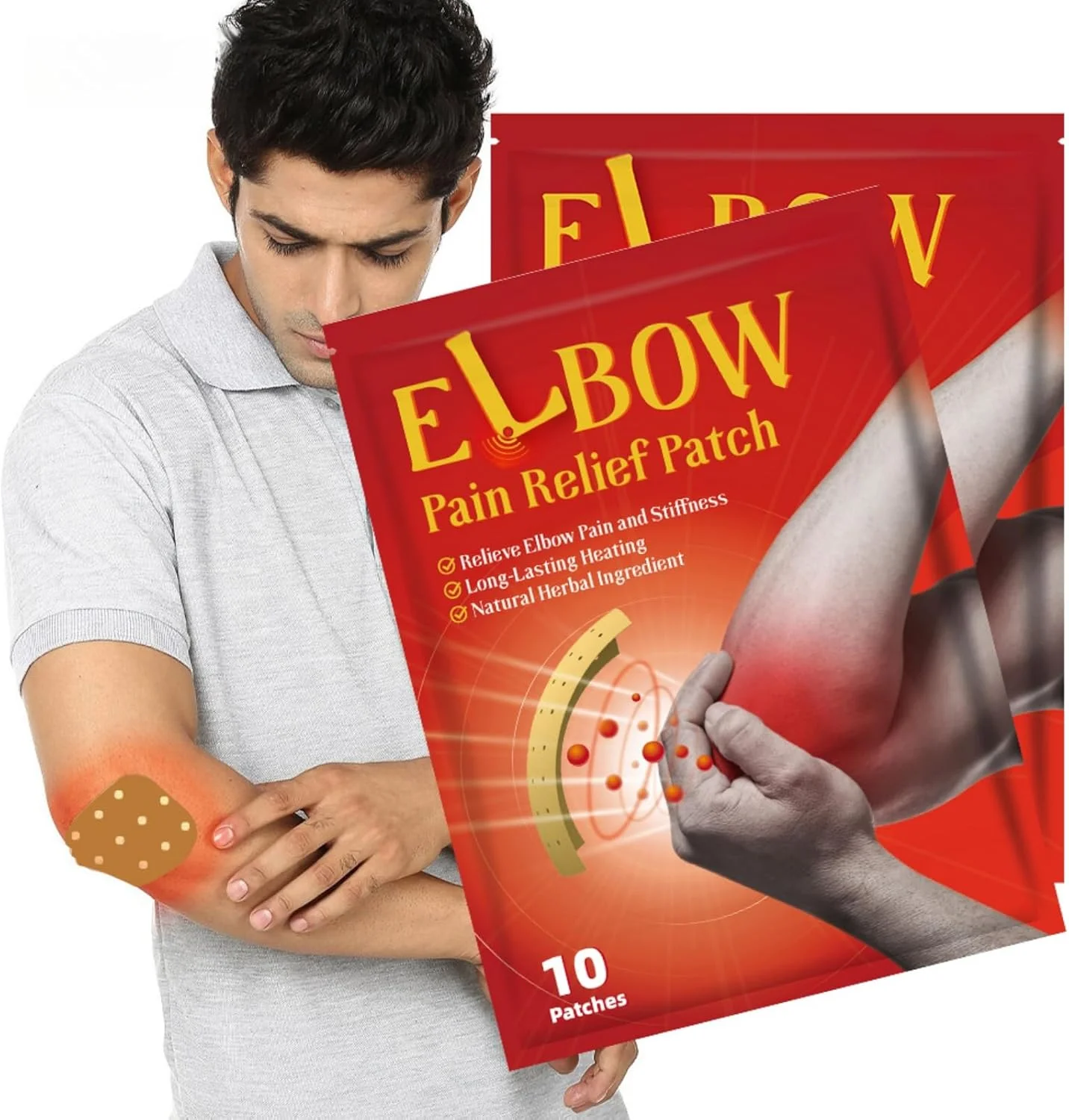برچسب تسکین درد آرنج، بسته 10 عددی - تسکین موثر درد مفاصل و عضلات برای پا، مچ پا و آرنج - تسکین سریع درد عضلات و مفاصل - مراقبت از بدن و برچسب ماساژ مفاصل