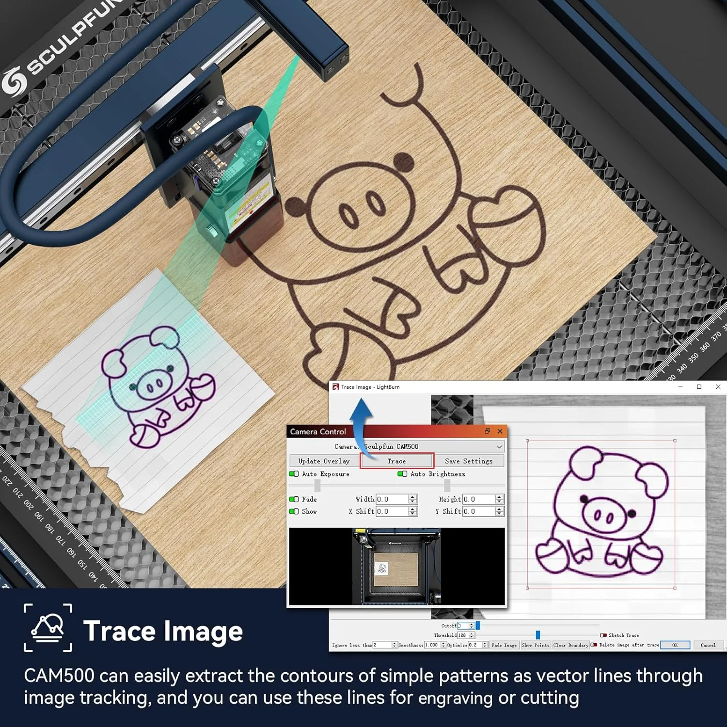 دوربین Graflsoa CAM500 با لنز واید 120 درجه و ناحیه کارکرد 400 * 400 میلیمتر مناسب برای حکاکی سری S6S6 proS9S10S30 و S30 Ultra دوربین Graflsoa CAM500 با لنز واید 120 درجه و ناحیه کارکرد 400 * 400 میلیمتر مناسب برای حکاکی سری S6S6 proS9S10S30 و S30 Ultra