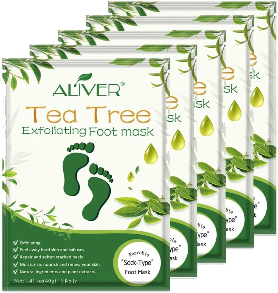 ماسک لایه بردار پا - بسته 5 عددی، ماسک مراقبت از پا برای داشتن پاهایی نرم مانند پای کودک، لایه بردار پا برای ترمیم پوست مرده، پینه، ترک خوردگی و زبری پا