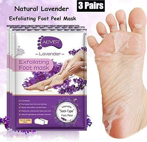 ماسک لایه بردار پا Aliver برای پاهای خشک و ترک خورده، بسته 3 عددی، لایه بردار پوست مرده پا، مراقبت از پا برای زنان و مردان، پاهای خود را در 7 روز نرم کنید، اسطوخودوس