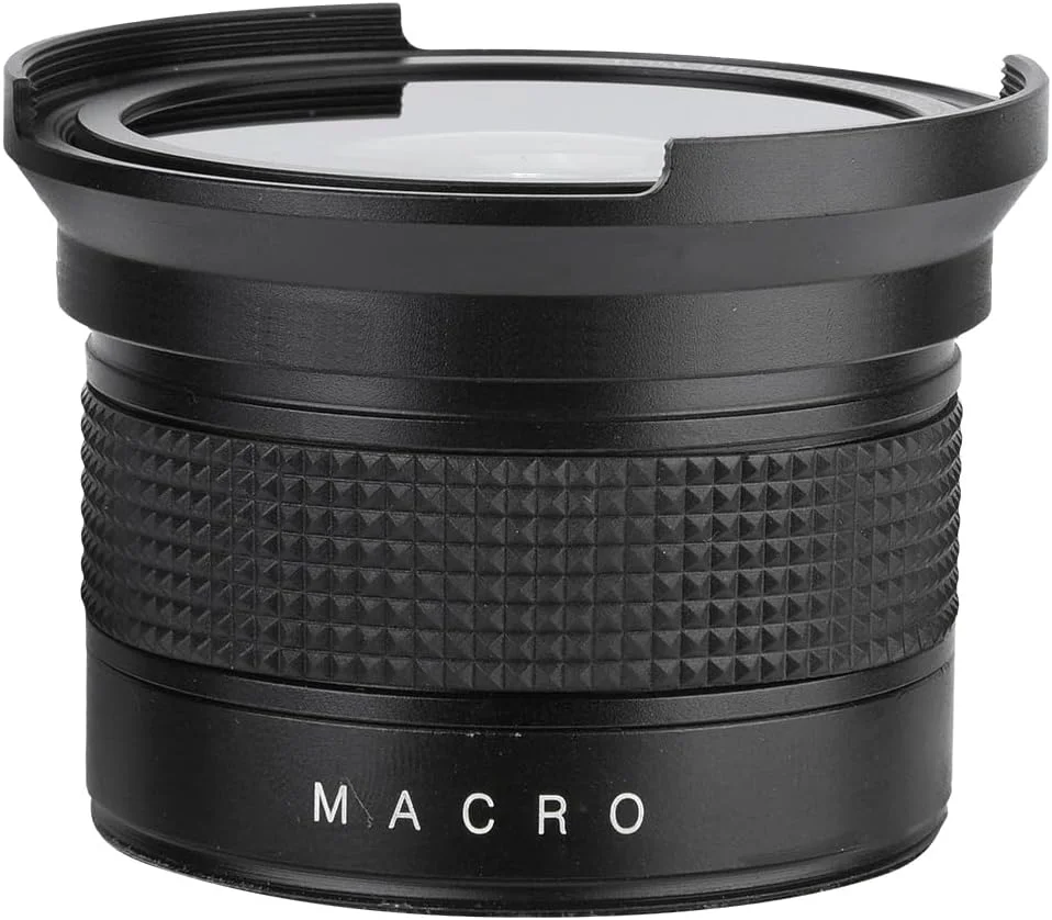 آداپتور لنز چشم ماهی 0.35x، جنس فلزی، گسترش میدان دید با رنگ مشکی، سازگار با لنزهای 58 میلی متری، مناسب برای دوربین های SLR و دیجیتال، ساخته شده با