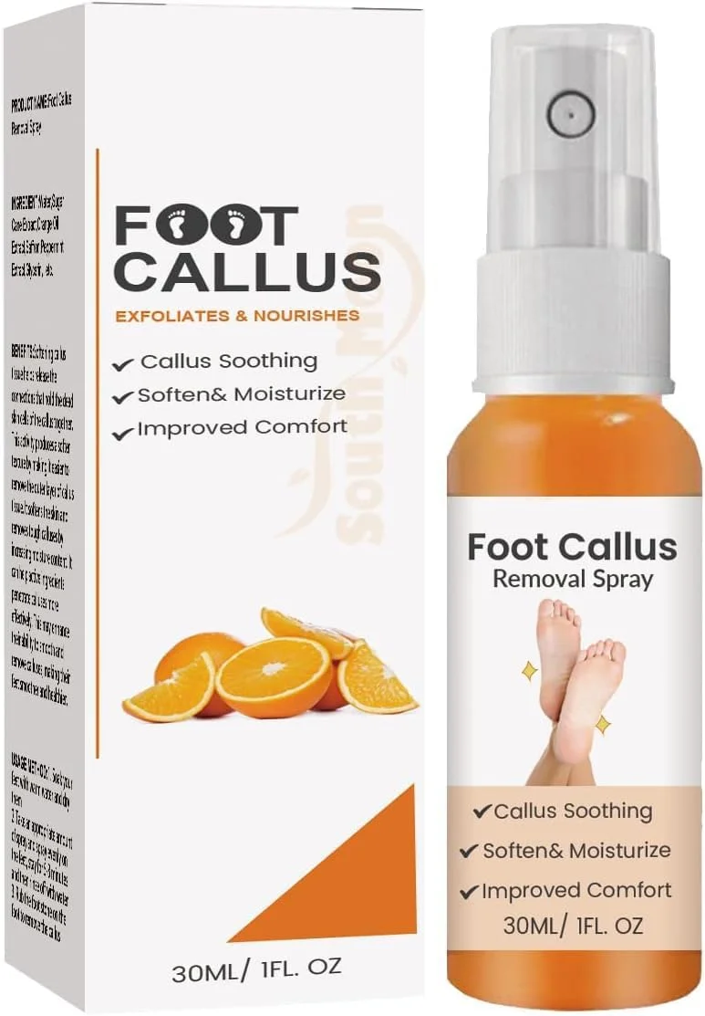 اسپری لایه بردار پا، از بین برنده پوست سخت و ماسک لایه بردار با روغن پرتقال - اسپری لایه بردار آبرسان برای از بین بردن سریع پینه و پوست مرده، ایده آل برای مراقبت از پا (سایز مسافرتی 30 میلی لیتر)