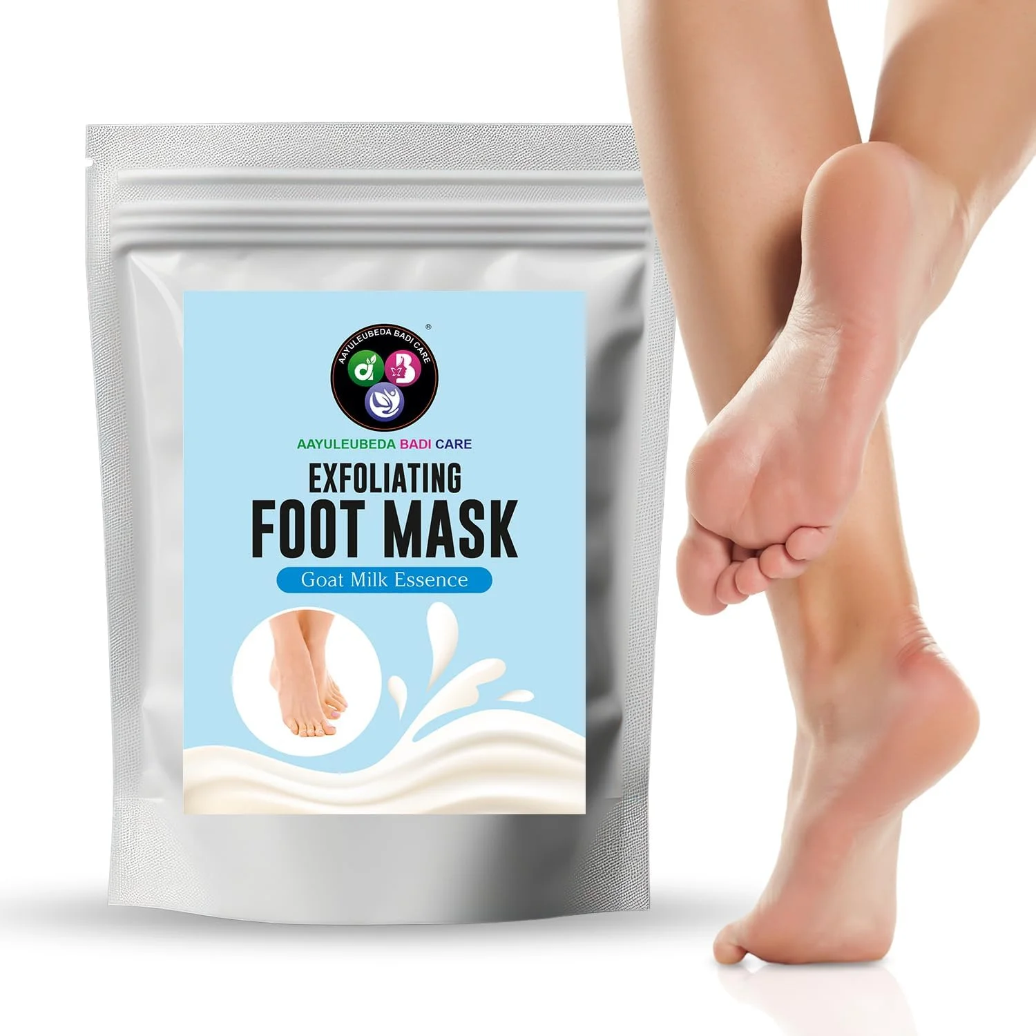 ماسک لایه بردار پا با عصاره شیر بز ABC برای پاهای خشک و ترک خورده، ترمیم کننده پاشنه پا و از بین برنده پوست های مرده و خشک، دستکش های اسپا برای پاهایی نرم و لطیف، مناسب برای آقایان و بانوان