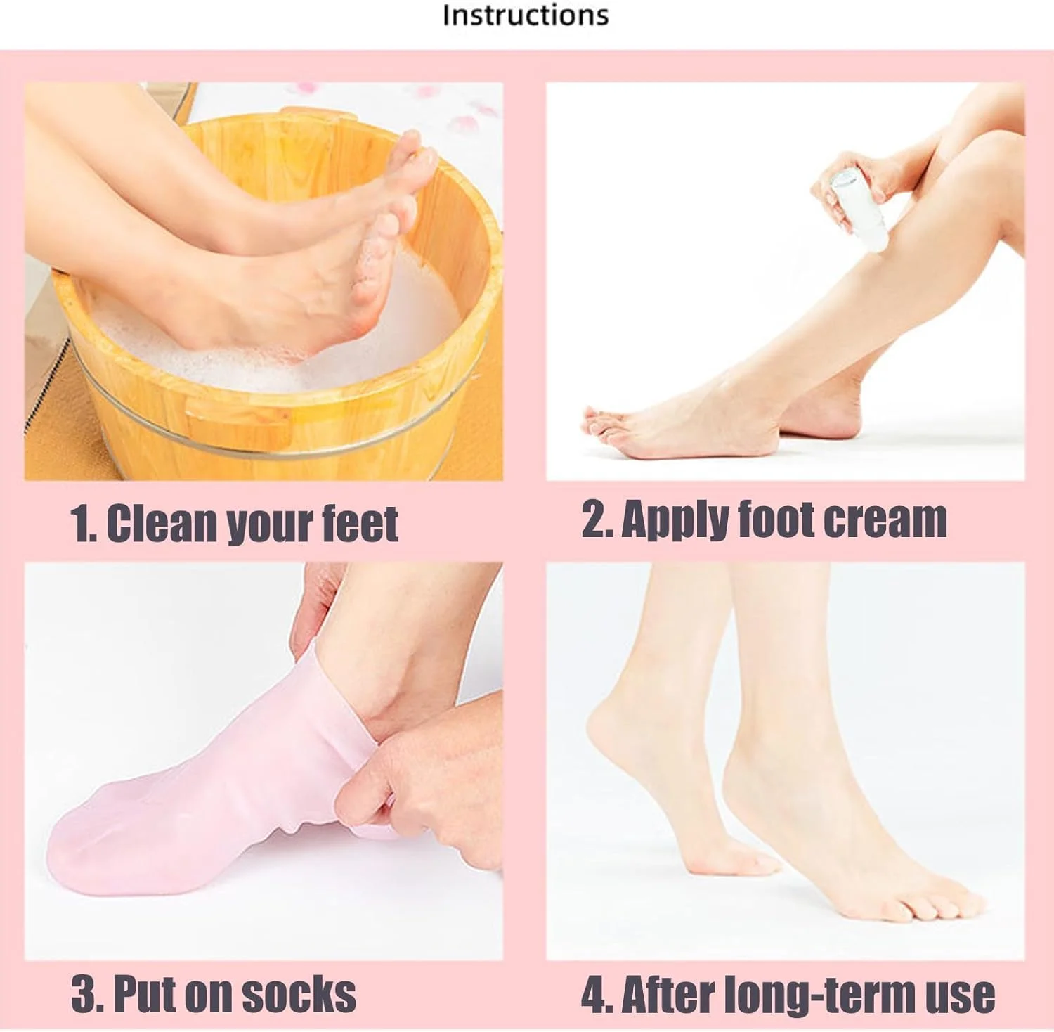 کاور ماسک جوراب سیلیکونی مرطوب کننده پا، پاشنه سفید و لطیف، ضد ترک خوردگی، اسپا کامل پا برای پاهای خشک و ترک خورده کاور ماسک جوراب سیلیکونی مرطوب کننده پا، پاشنه سفید و لطیف، ضد ترک خوردگی، اسپا کامل پا برای پاهای خشک و ترک خورده